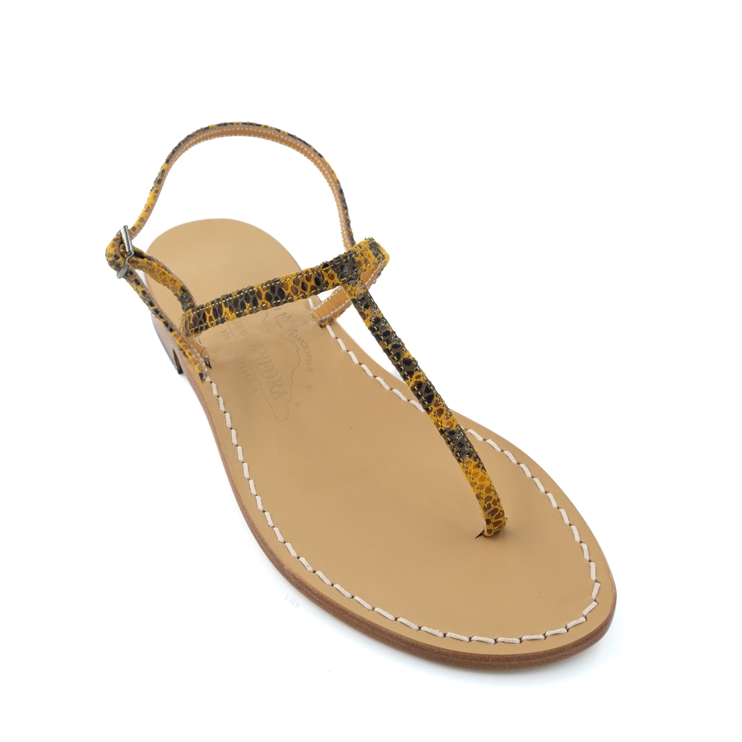 Gail Lizard - Genuine leather thong sandal with lizard watch strap