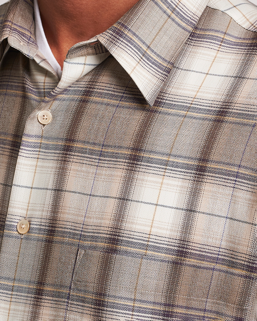 Auralee Super Light Wool Shirt Brown Check at CareOfCarl.com