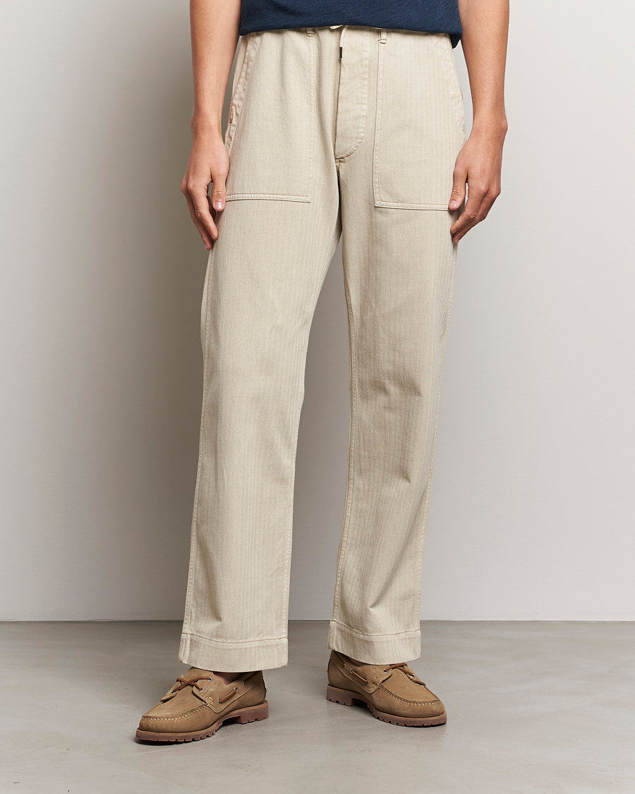 RRL Wilton Herringbone Surplus Pants Off White at CareOfCarl.com