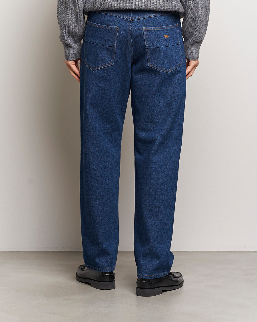 Maison Kitsuné Straight Fit Jeans Stone Washed Indigo at