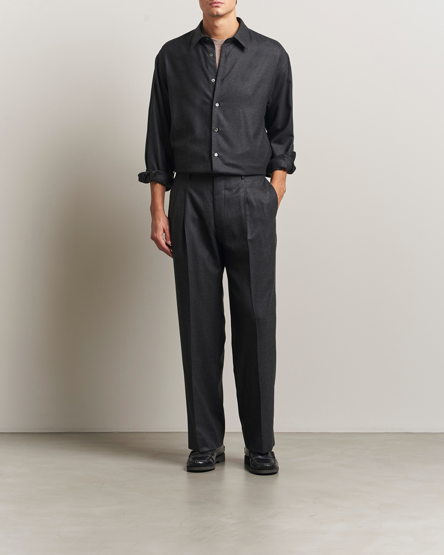 Auralee Superlight Flannel Slacks Charcoal at CareOfCarl.com