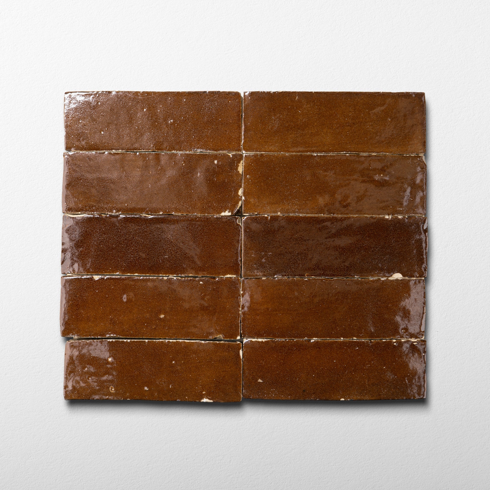 Handmade Moroccan Zellige 2x6 Bejmat Chocolate Brown Terracotta