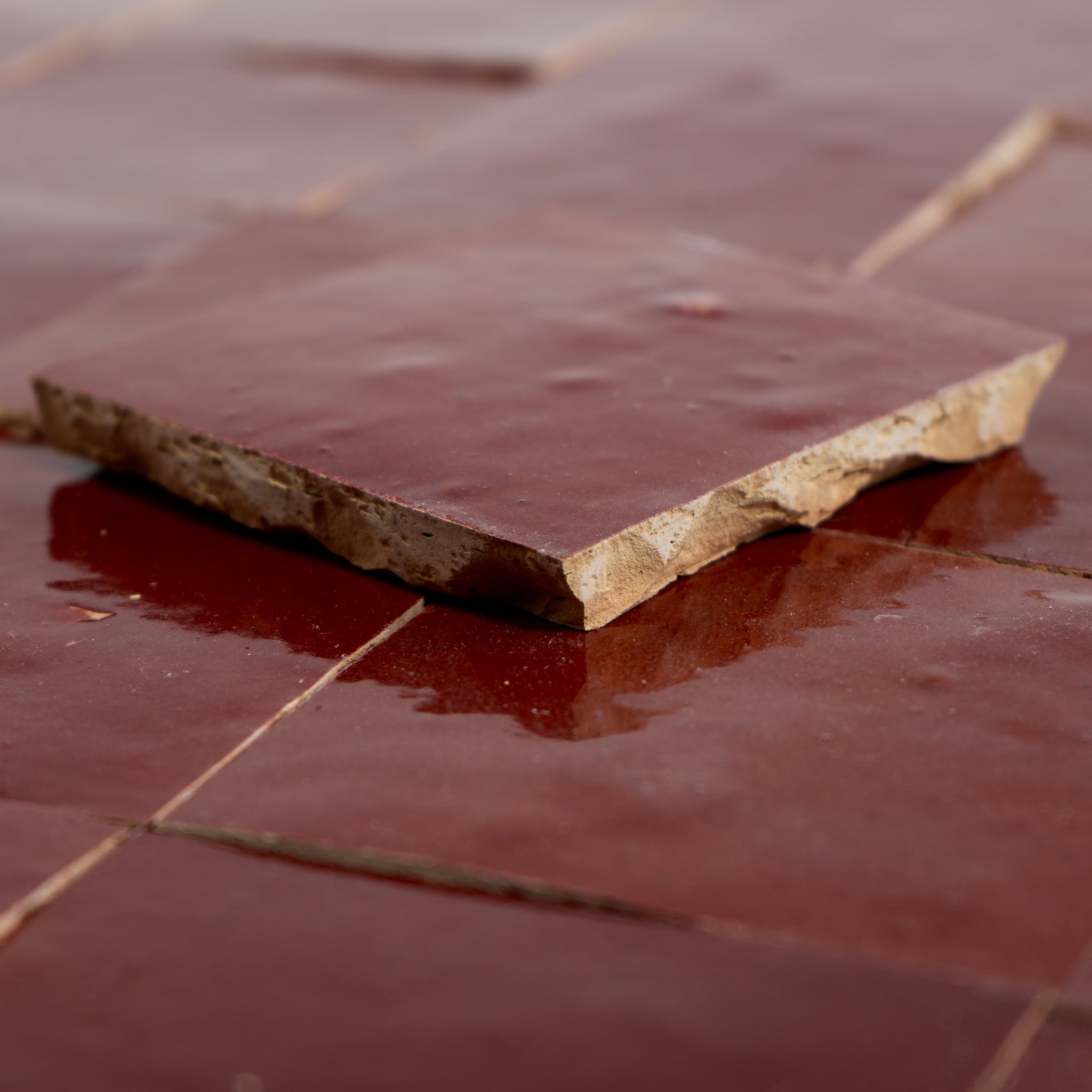 Handmade Moroccan Zellige 4x4 Cabernet Red Terracotta Tile