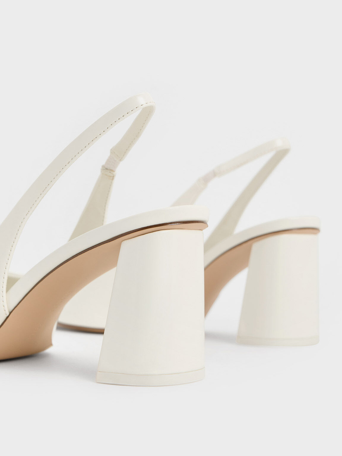 White Teagan Trapeze Heel Slingback Pumps - White - CHARLES & KEITH US