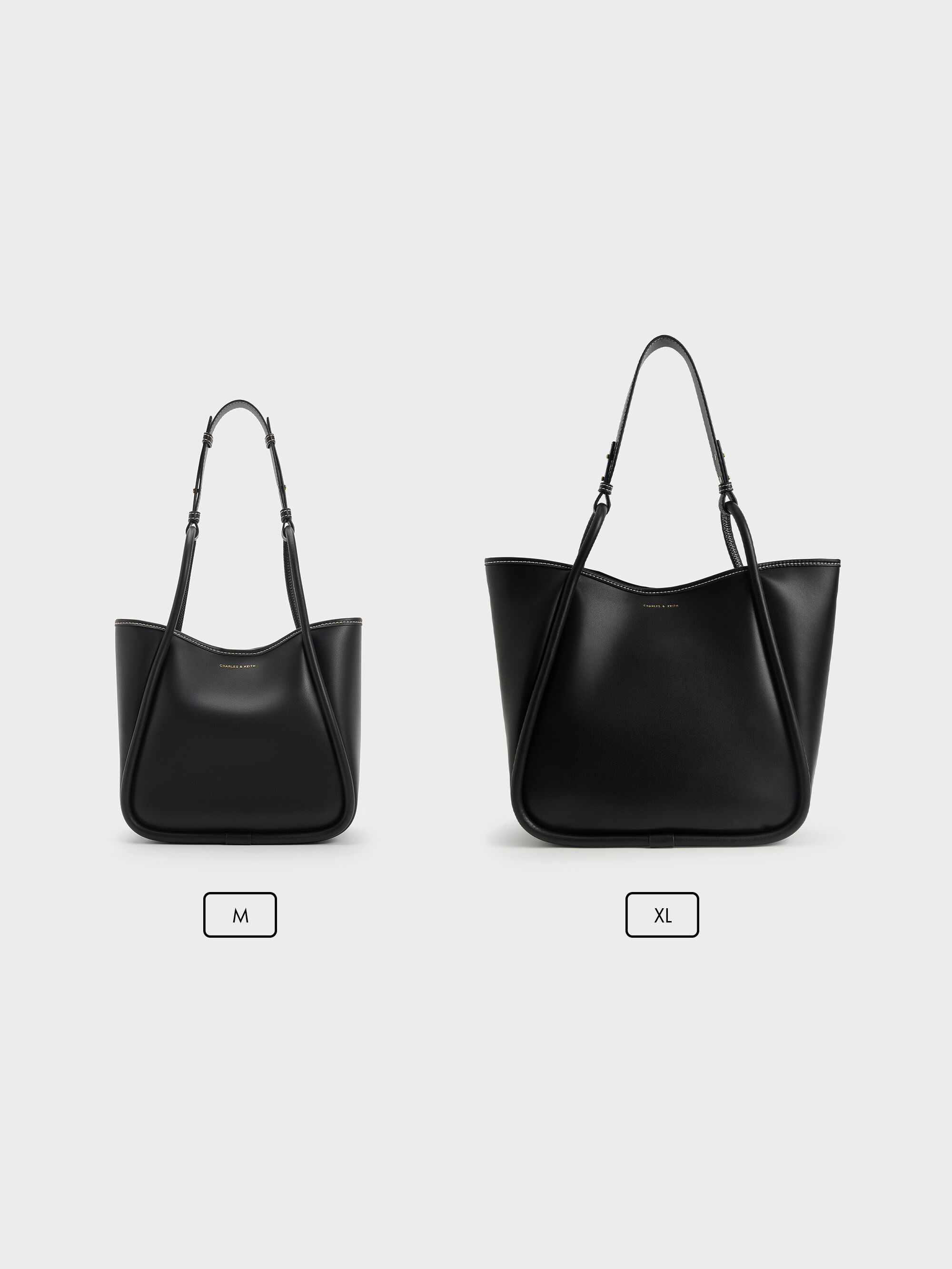 Black Lyla Tubular Slouchy Tote Bag - Black - CHARLES & KEITH US