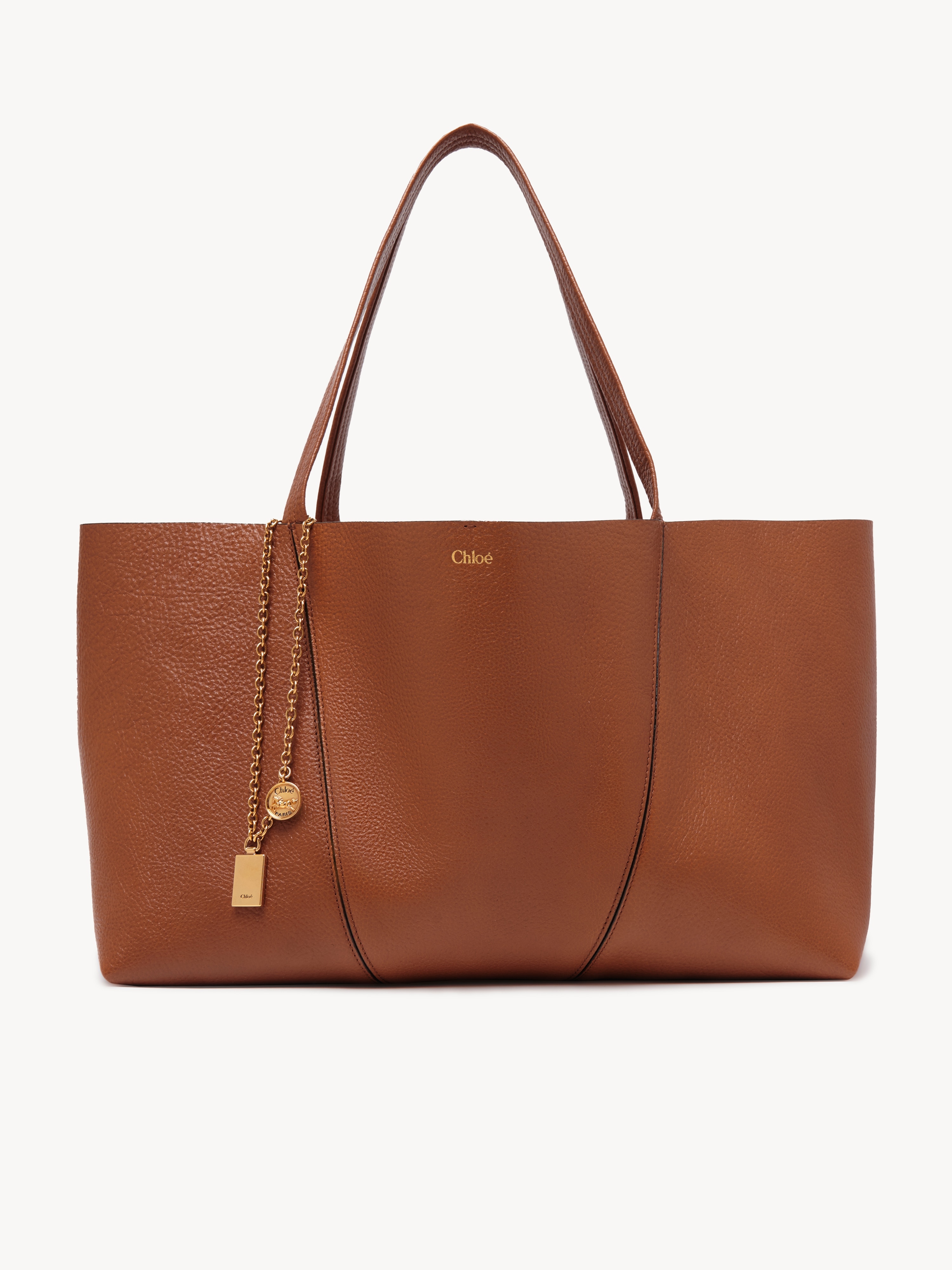 グレインレザー製Chloé Spinラージトートバッグ 茶色 - Chloé