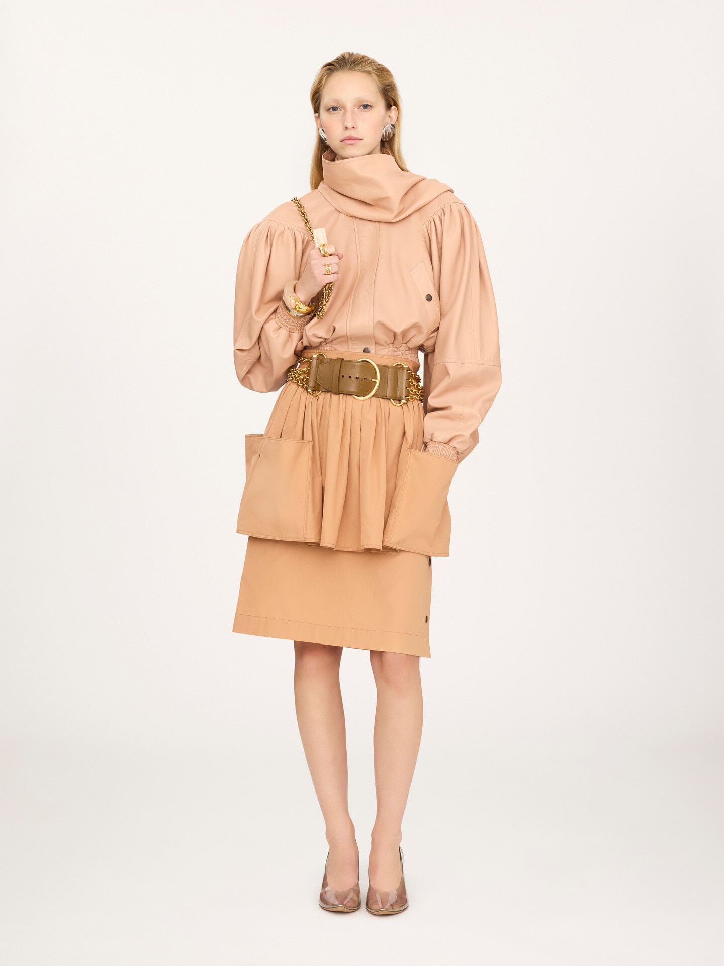 レザー製クロップド スカーフジャケット ピンク - Chloé