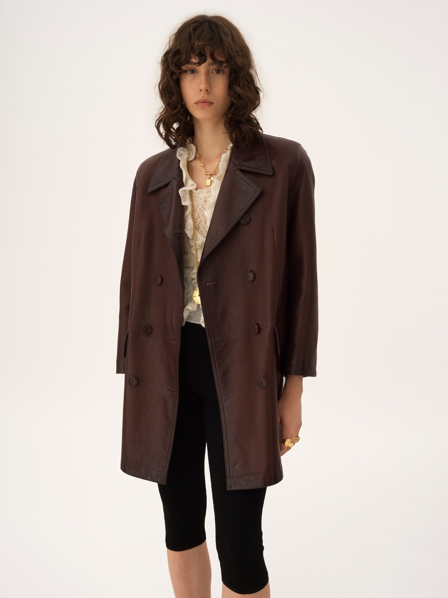 レザー製ダブルブレストカーコート 赤 - Chloé