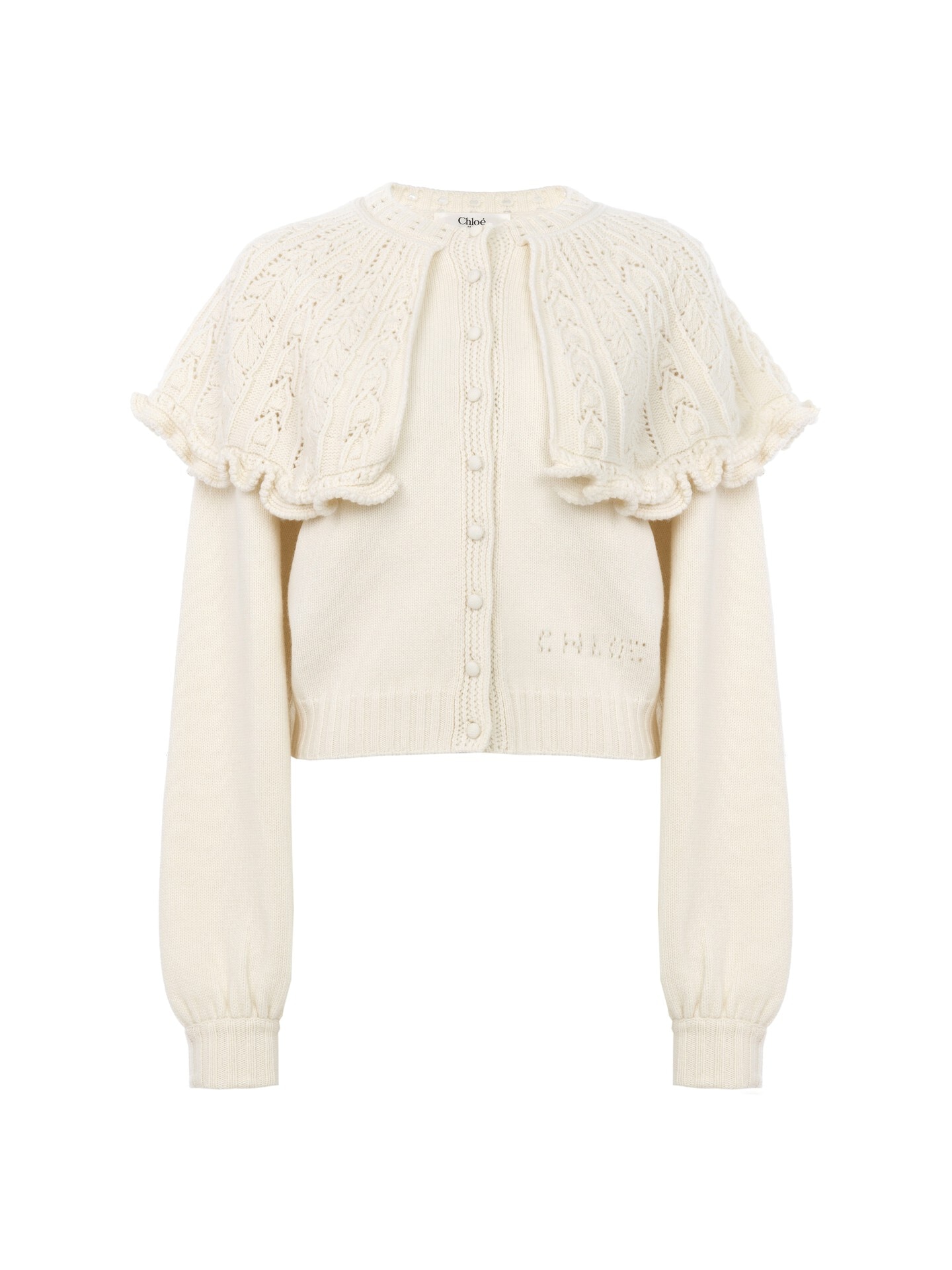 ウール＆カシミアニット製ケープ カーディガン 白 - Chloé