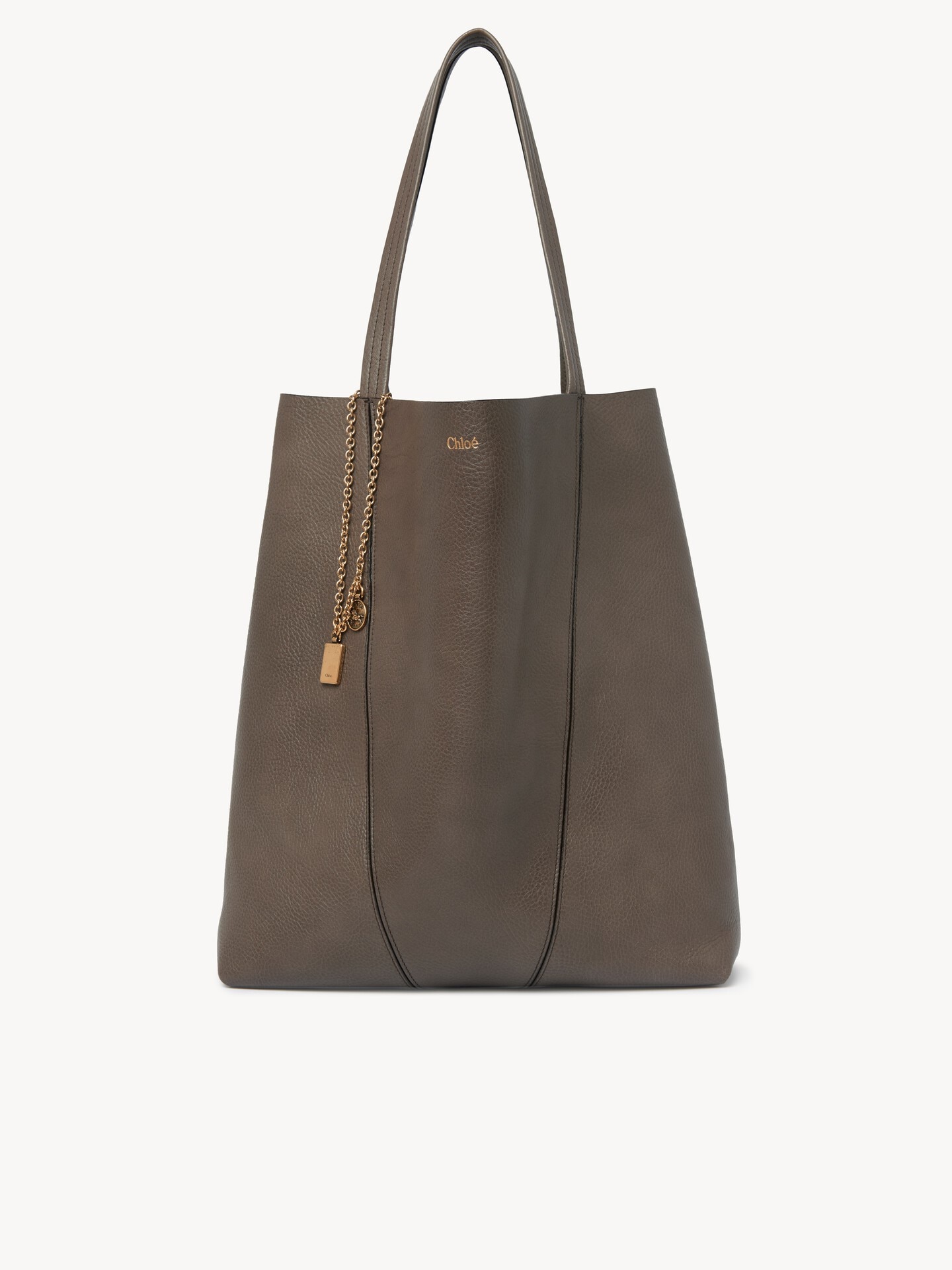 Large Chloé Spin tote bag in grained leather Grey - Chloé