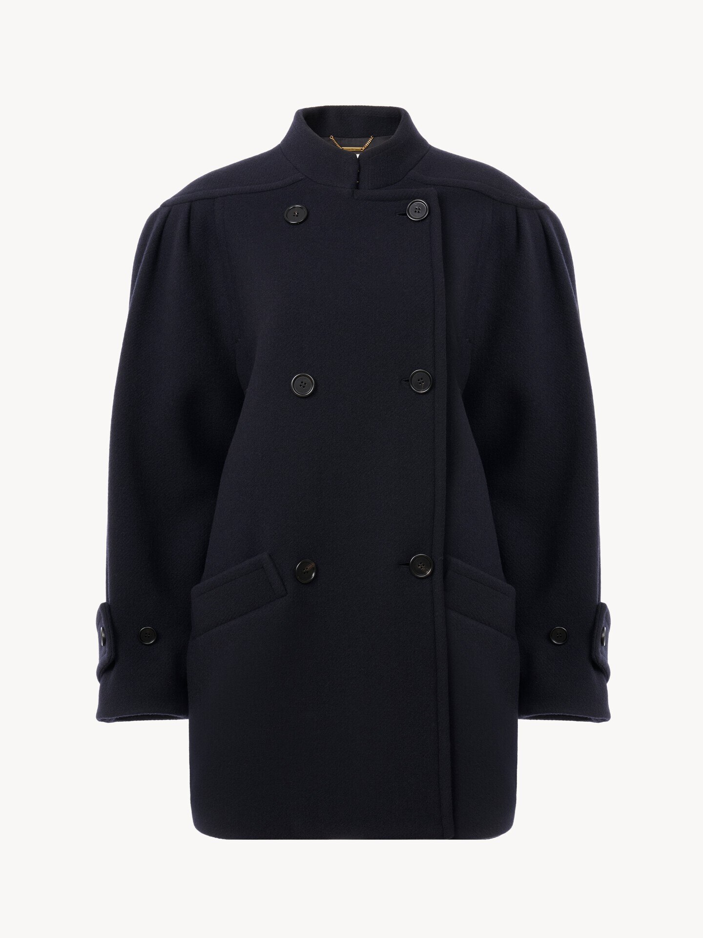 ウール製ハイネック ダブルブレストコート 青 - Chloé