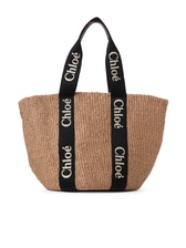 天然繊維を使用したWoodyラージバスケットバッグ 黒 - Chloé