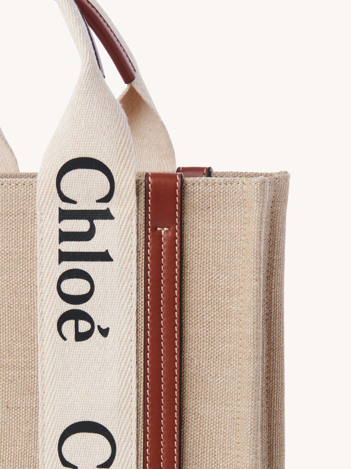 リネン製Woodyスモールトートバッグ 茶色 - Chloé