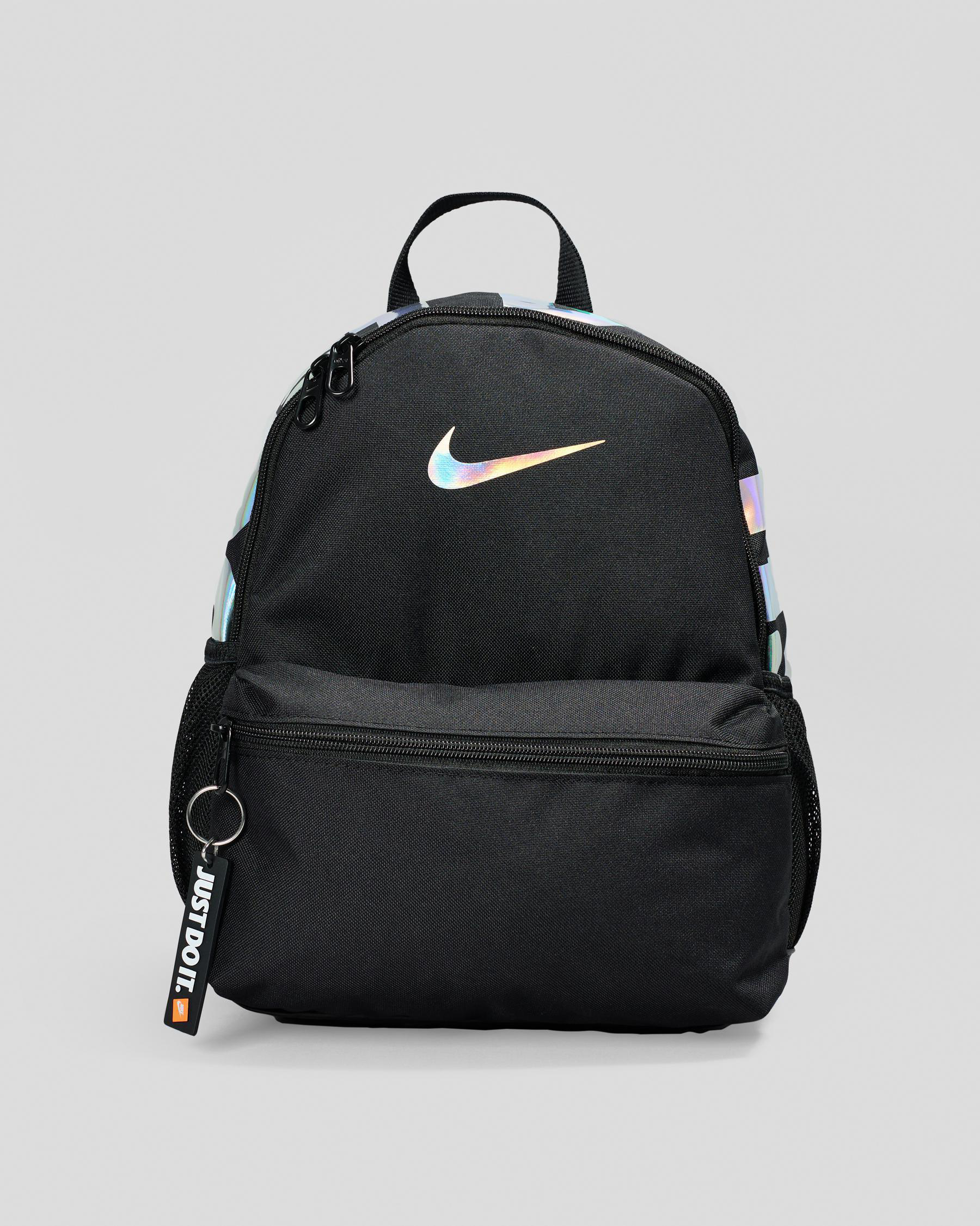 Nike Mini Brazilia Backpack In Black/black/holographic - FREE