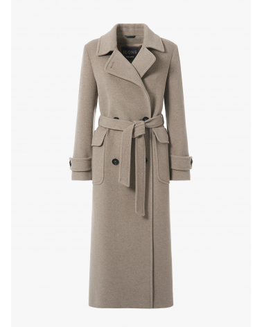 Maxi belted beige wool and cashmere trench coat | Cinzia Rocca