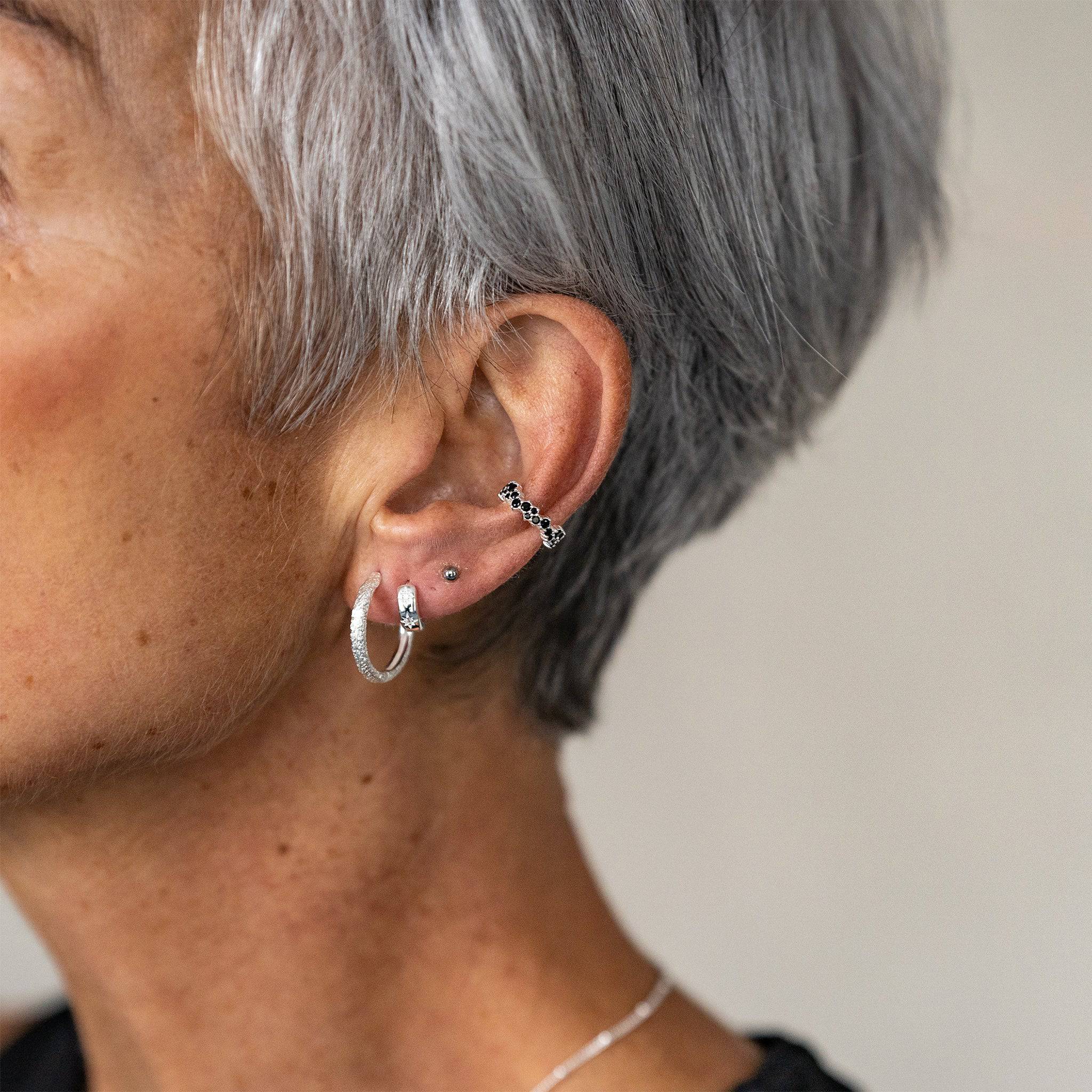 Large Antique Texture Recycled Silver Hoops – Claire Hill Designs
