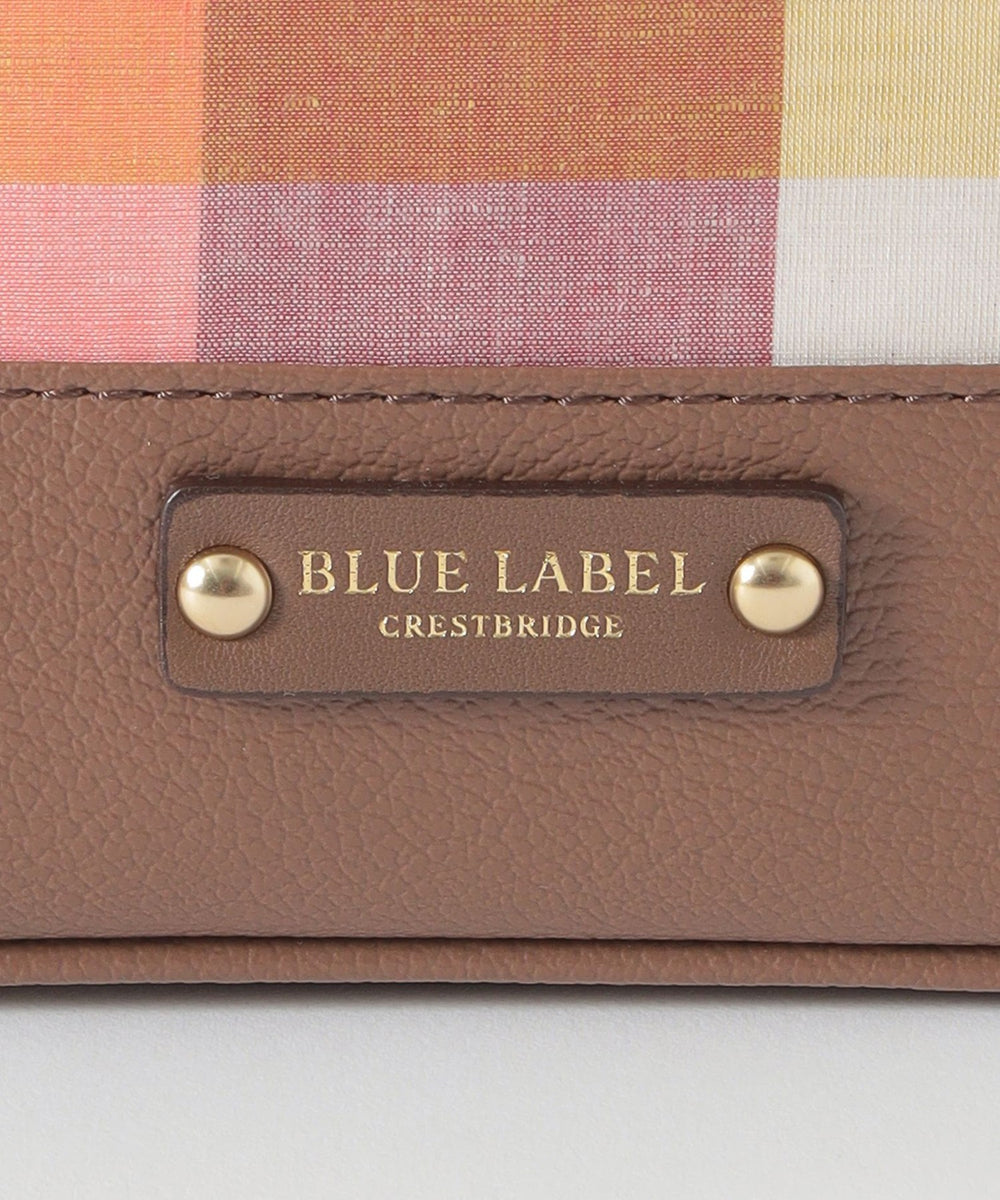 クレストブリッジチェックコットンリネンミニトート（バッグ）｜BLUE