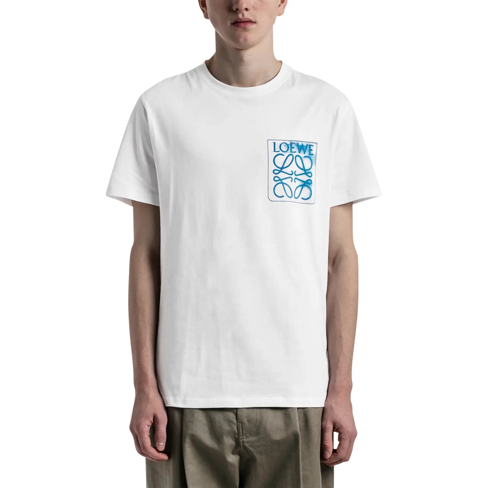 Loewe Anagram White Blue Fake Pocket T Shirt | H526Y22X25-2100