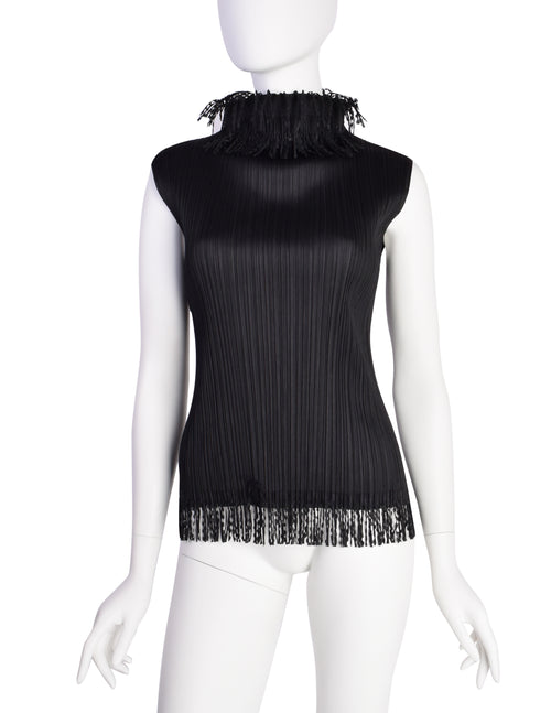 Pleats Please by Issey Miyake Vintage Black Pleated Fringe Trim