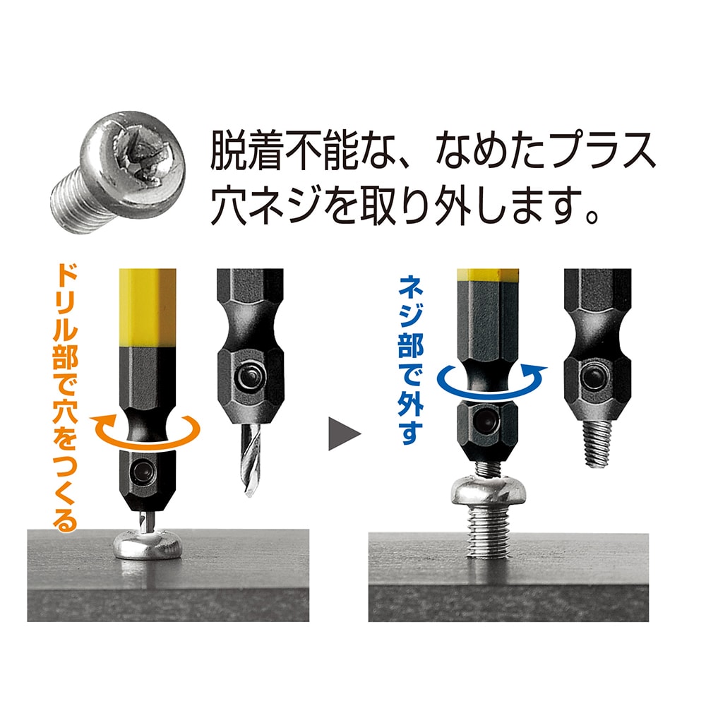 なめたネジはずしビット 3本組 全長65mm M2.5～8ネジ対応 ステンレス