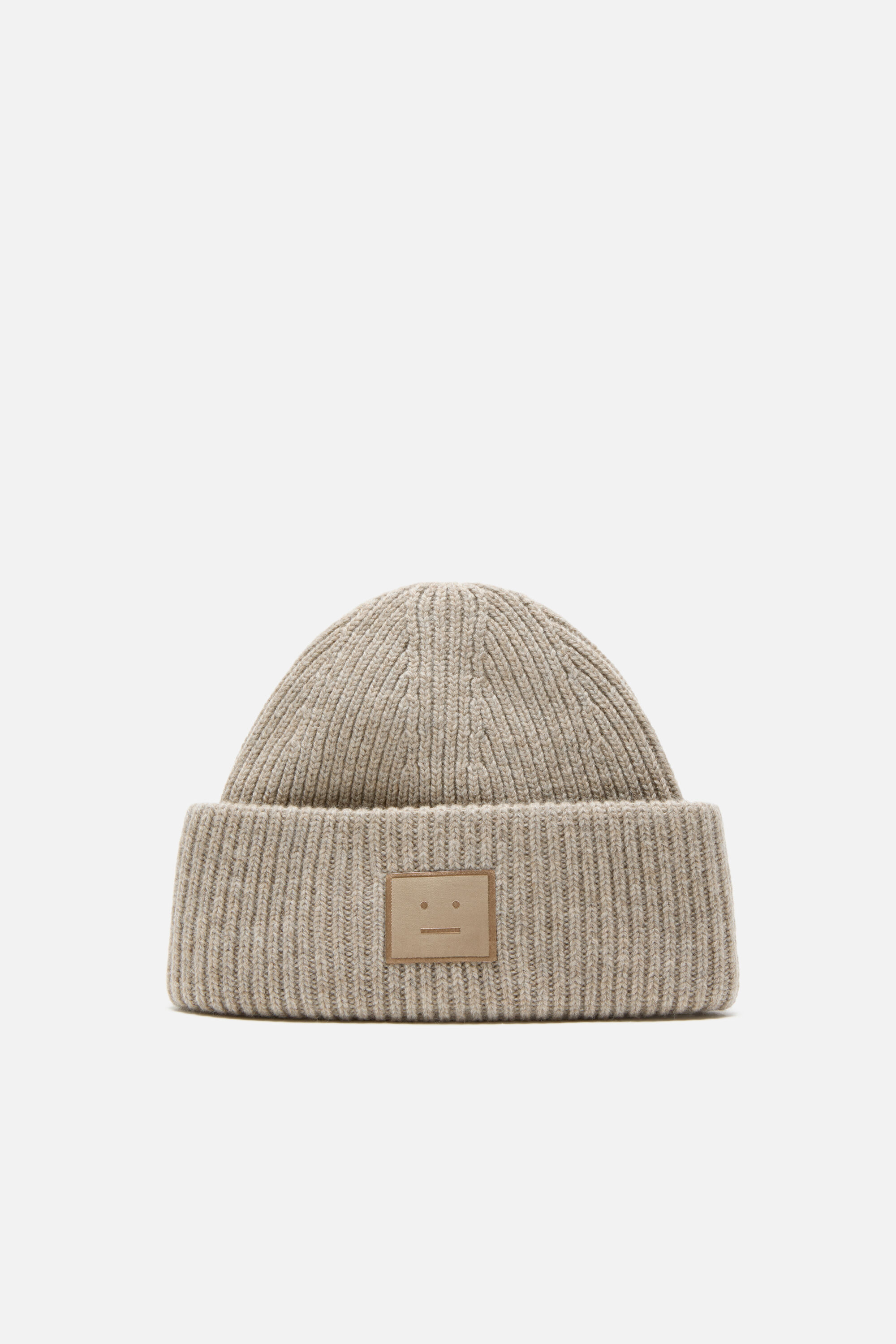 Acne Studios - リブ編みFaceロゴビーニー - グレージュメランジ