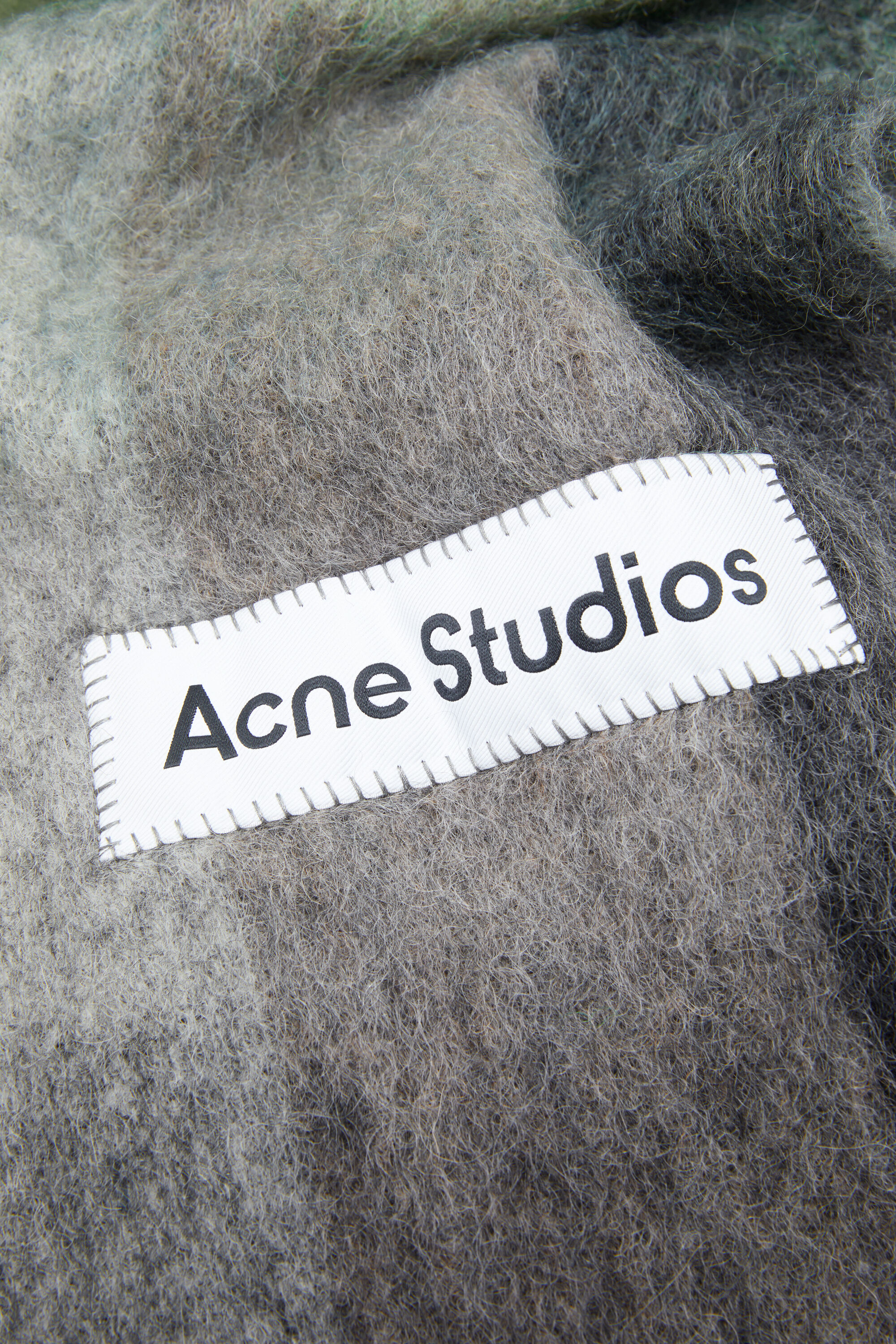 Acne Studios - モヘアチェックスカーフ - グリーン/グレー/ブラック