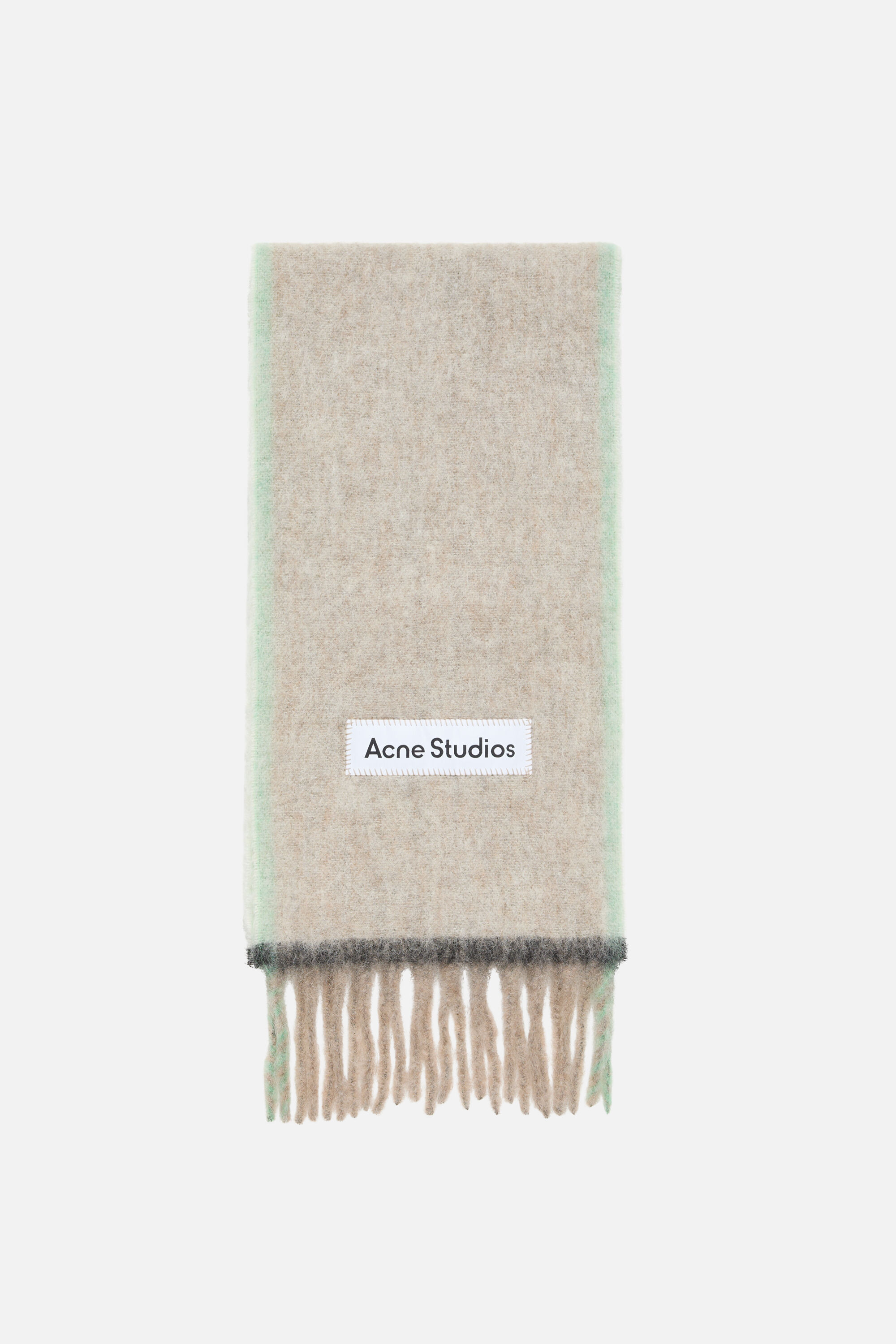 Acne Studios - ウールモヘアスカーフ - ナロー - ベージュ/グレー