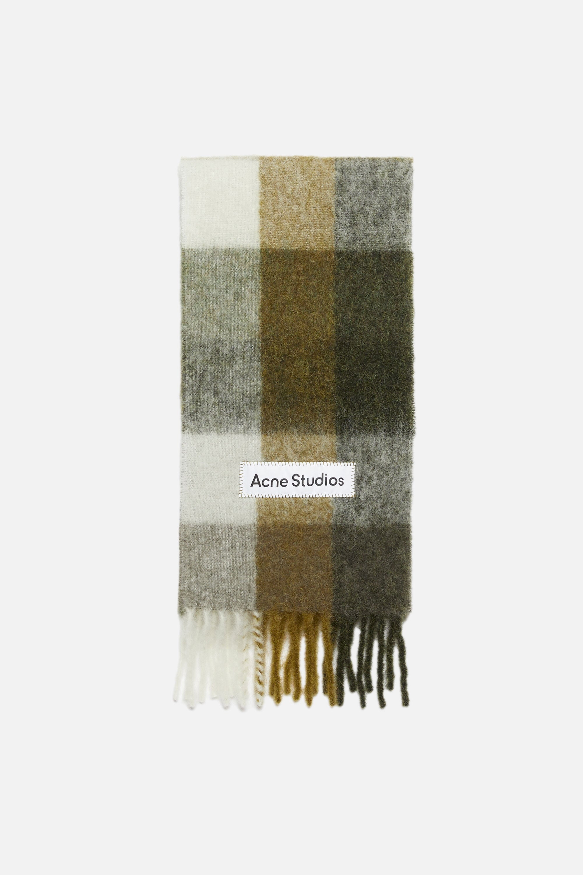 Acne Studios - Mohair checked scarf - Taupe/Green/Black