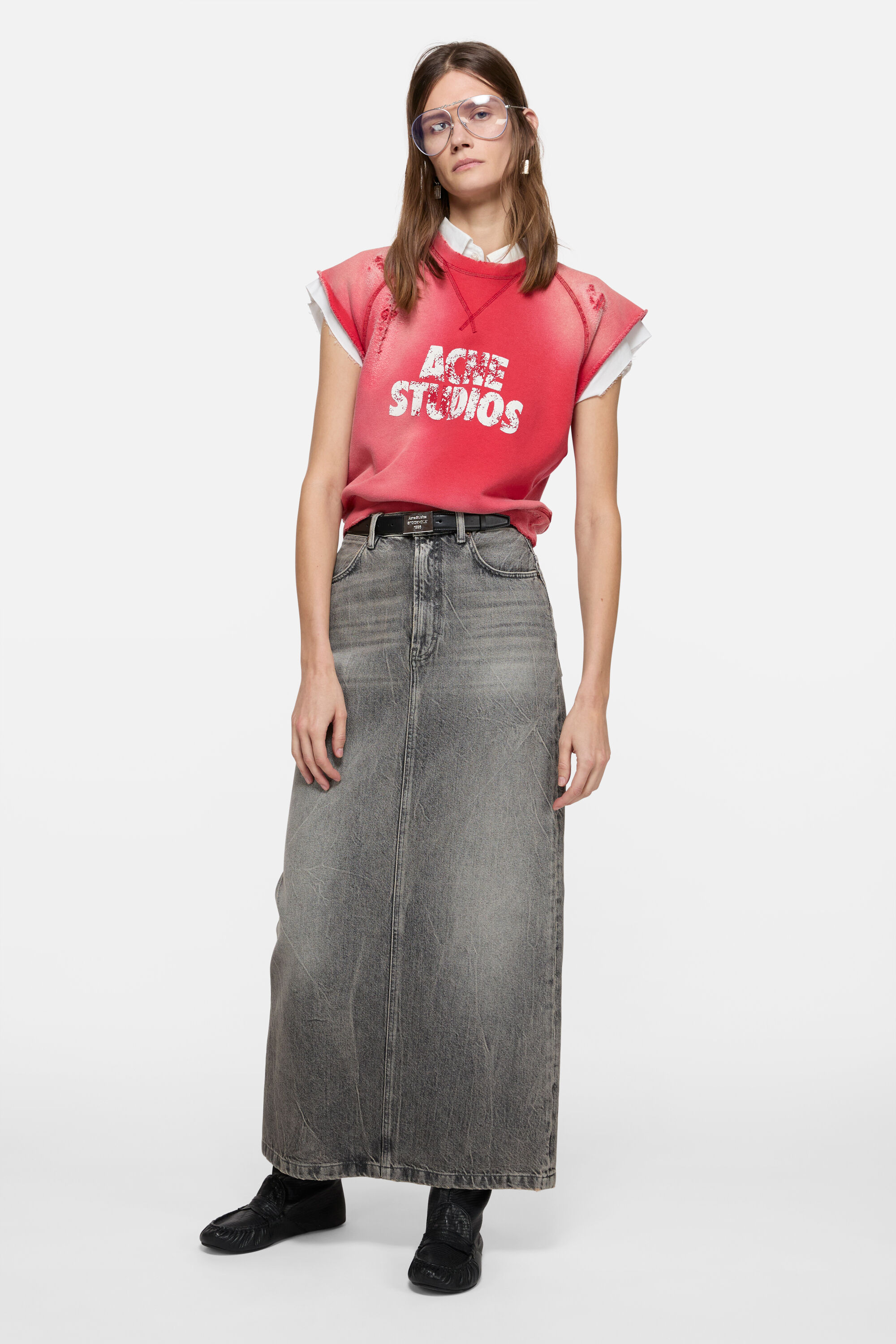 Acne Studios - ロングデニムスカート - ウォッシュドブラック