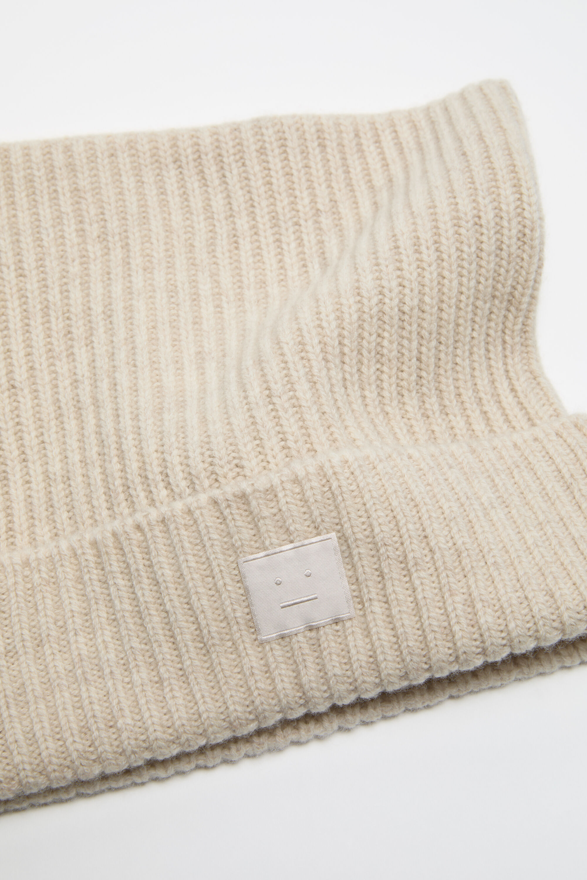 Acne Studios - Face logo square beanie - Oatmeal melange