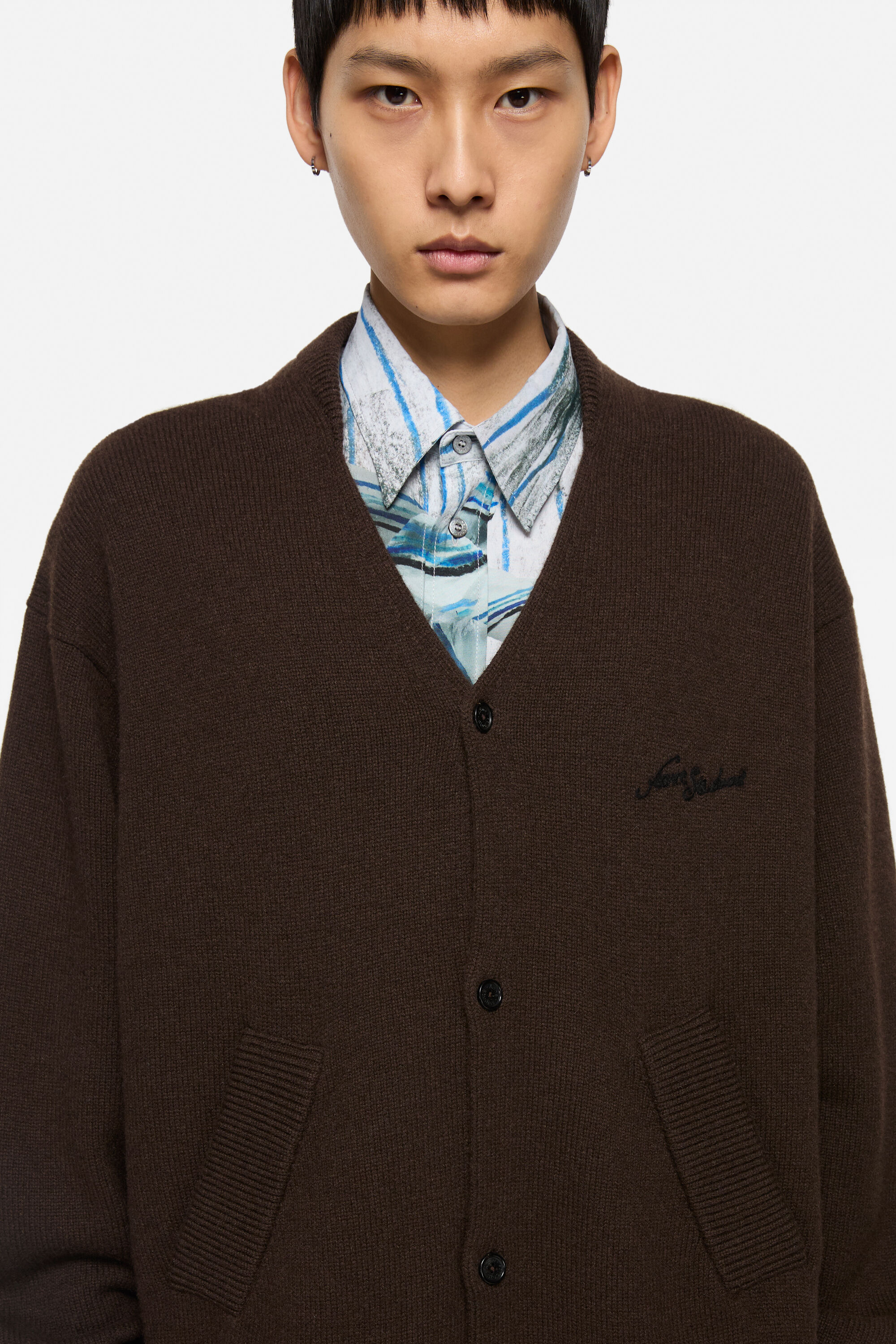 Acne Studios - Wool V-Neck Cardigan - Dark brown