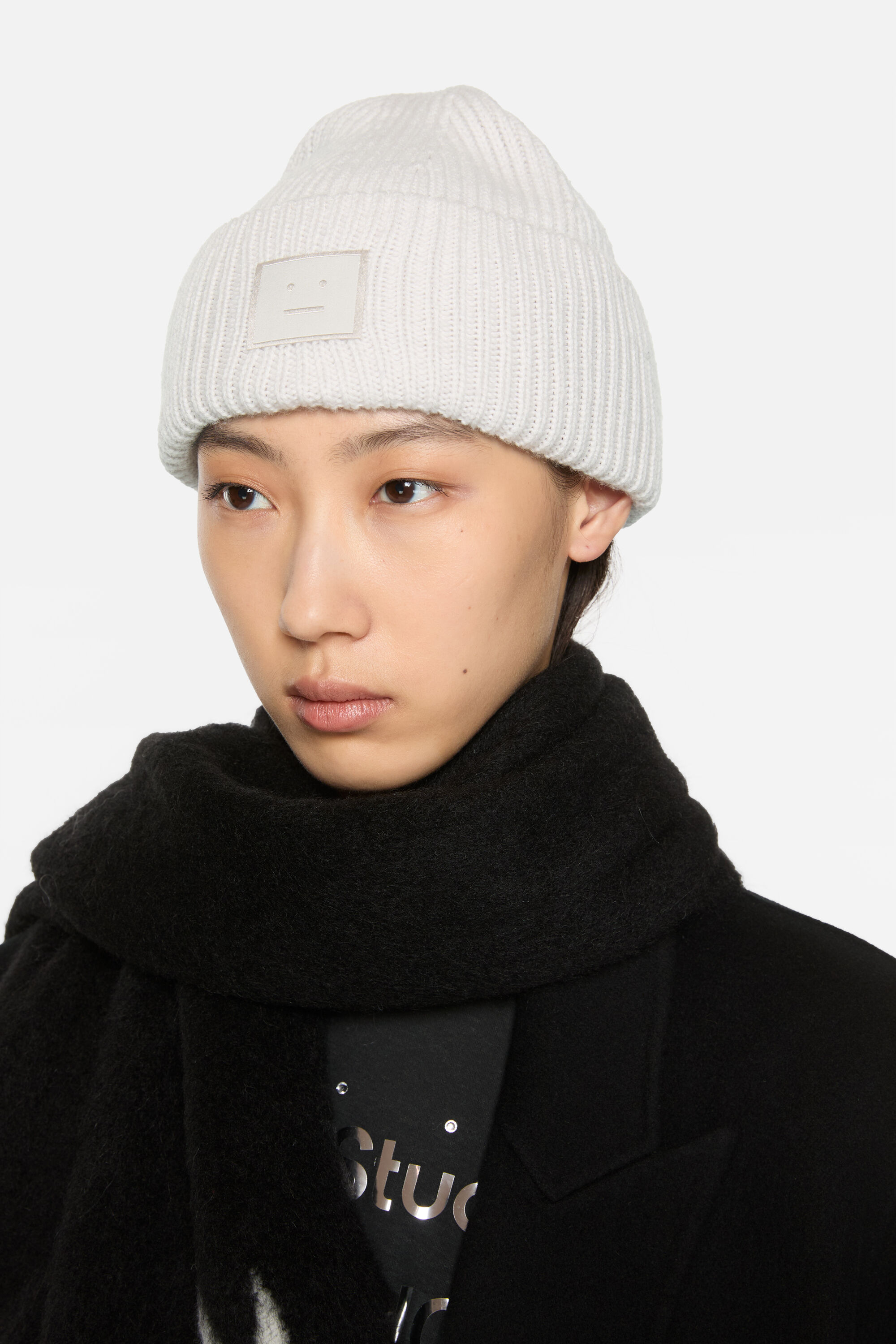 Acne Studios - リブ編みFaceロゴビーニー - ライトグレー