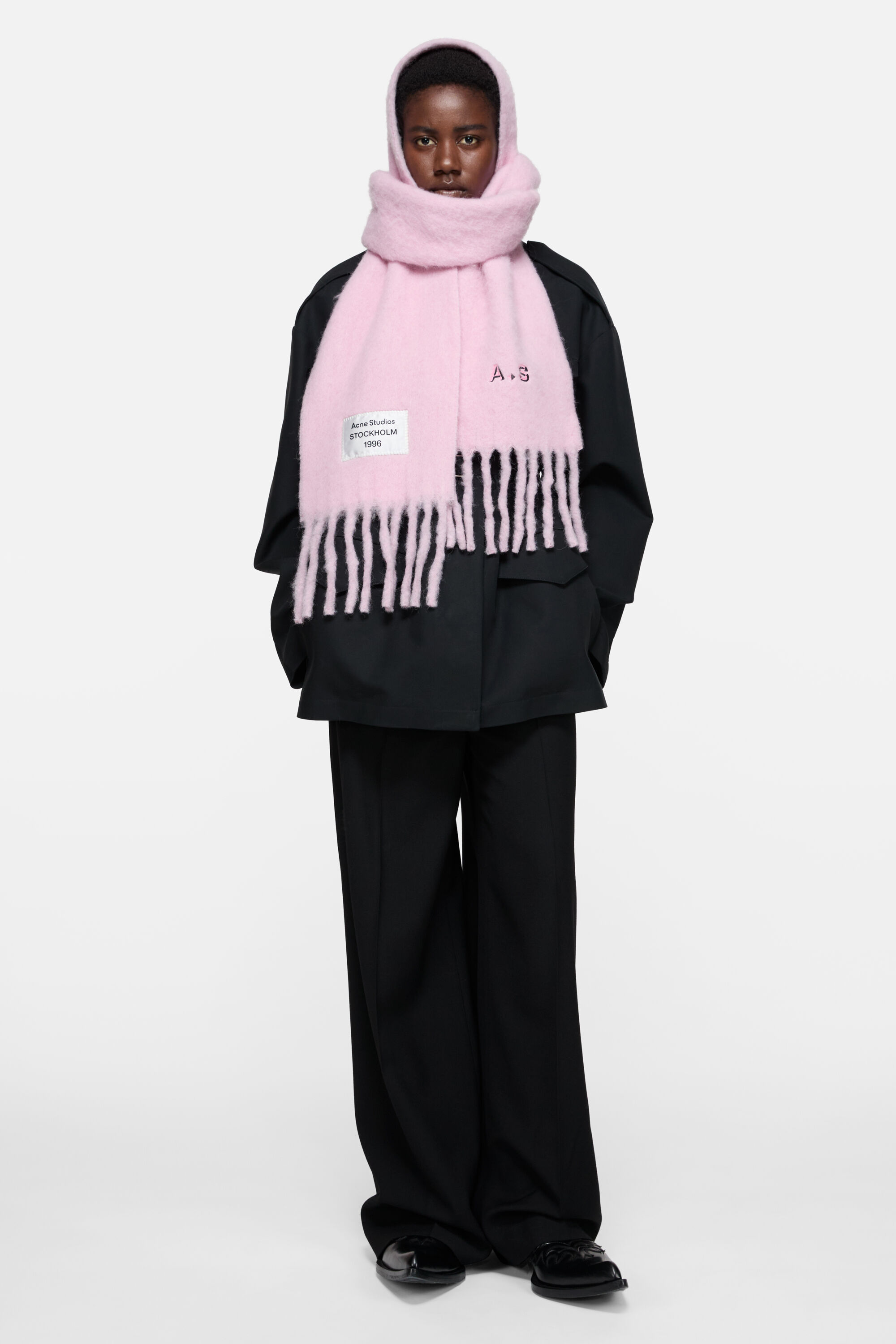 Acne Studios - バイカラーアルパカスカーフ - ピンク/ライラック