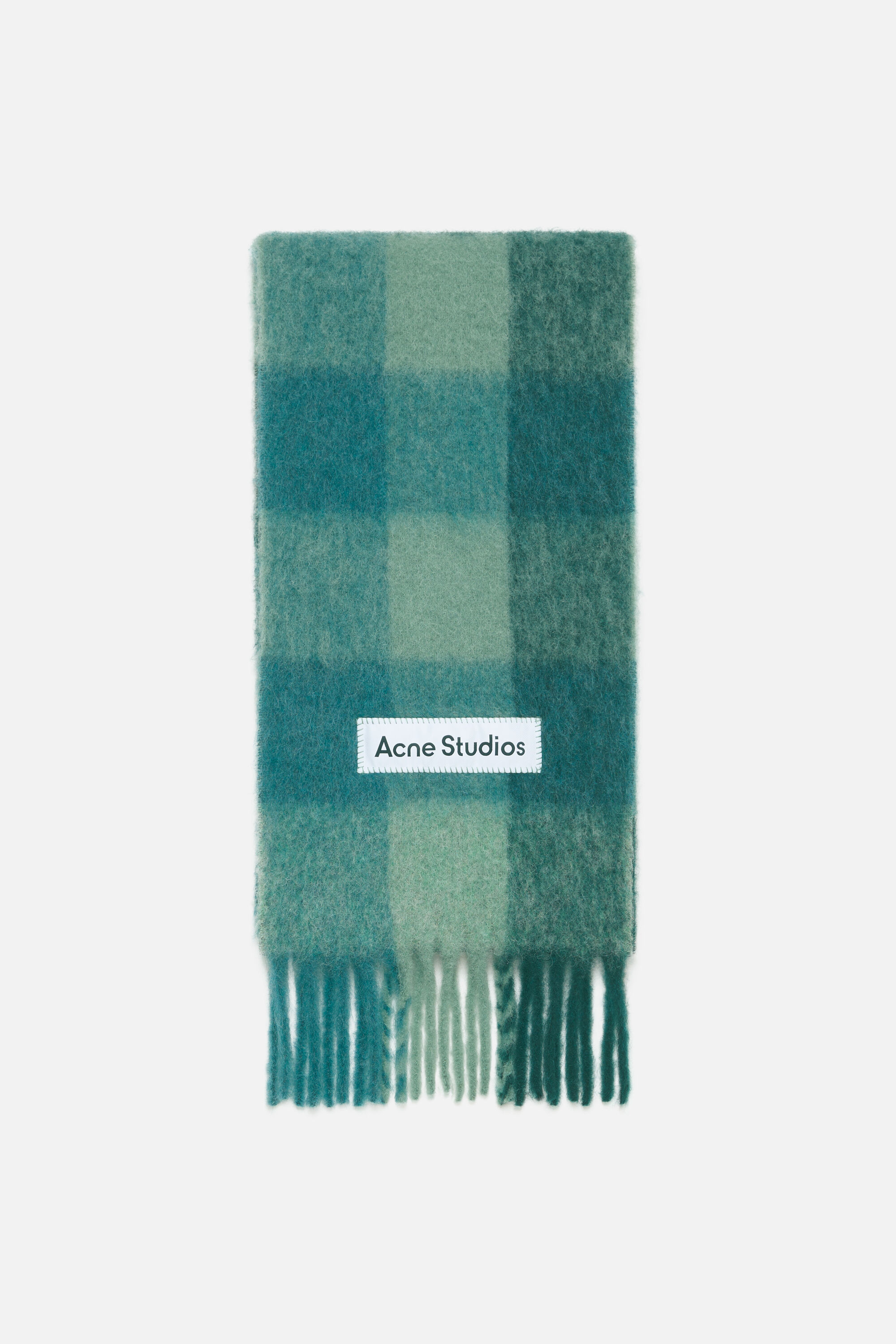 Acne Studios - Mohair checked scarf - Teal/Grey/Green