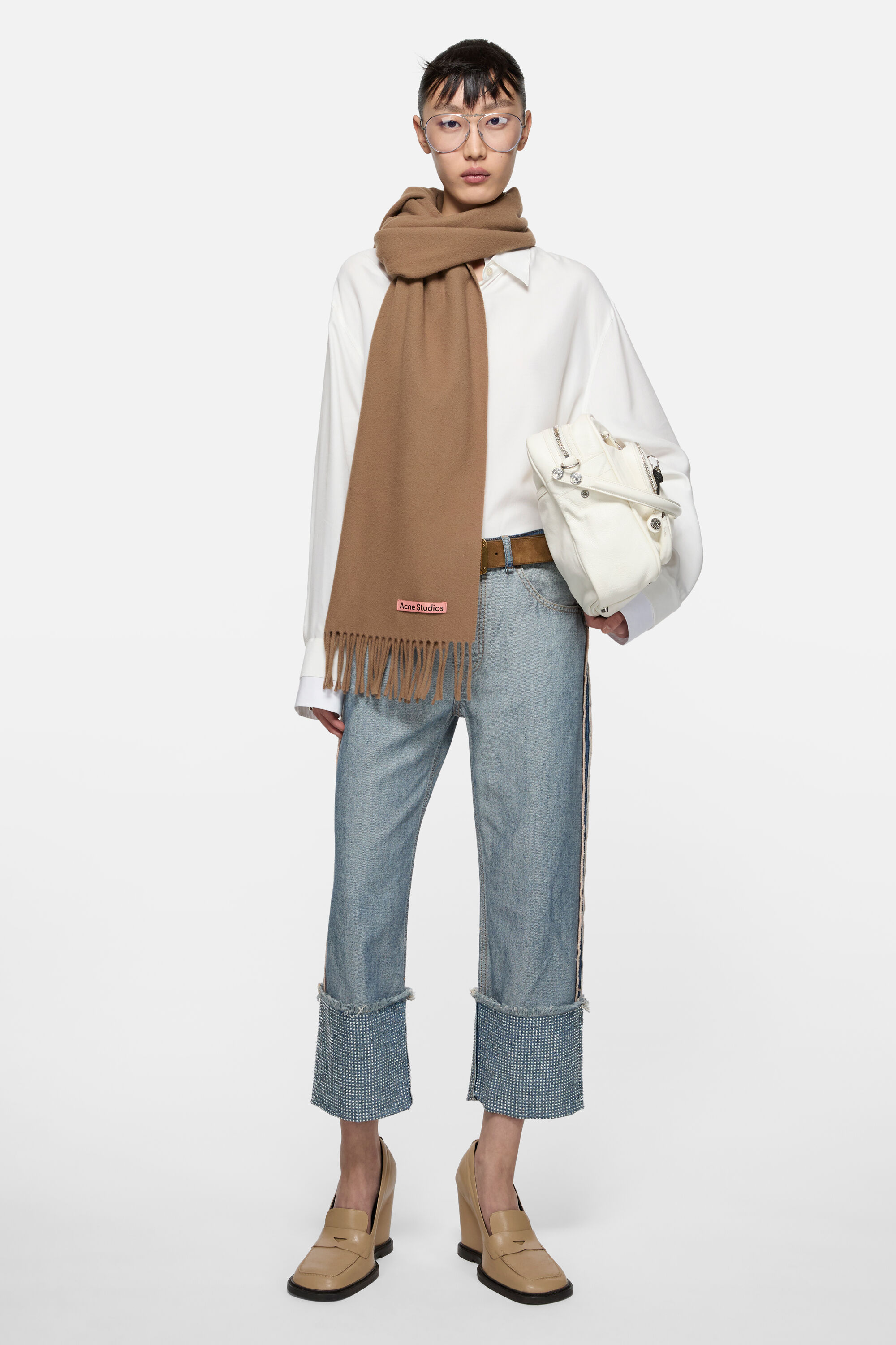 Acne Studios - フリンジウールスカーフ - ナロー - キャラメルブラウン