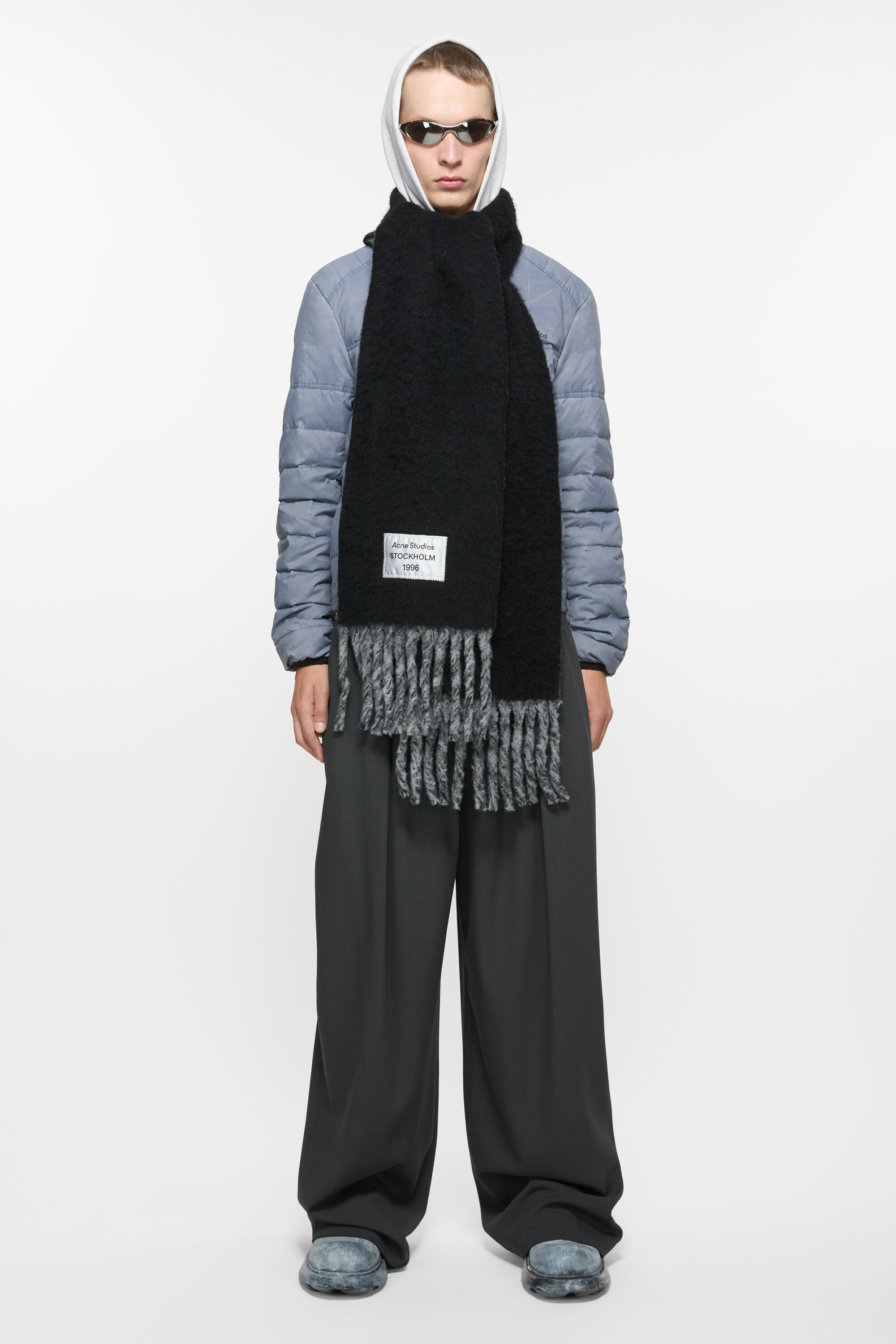 Acne Studios - バイカラーアルパカスカーフ - ブラック/グレー