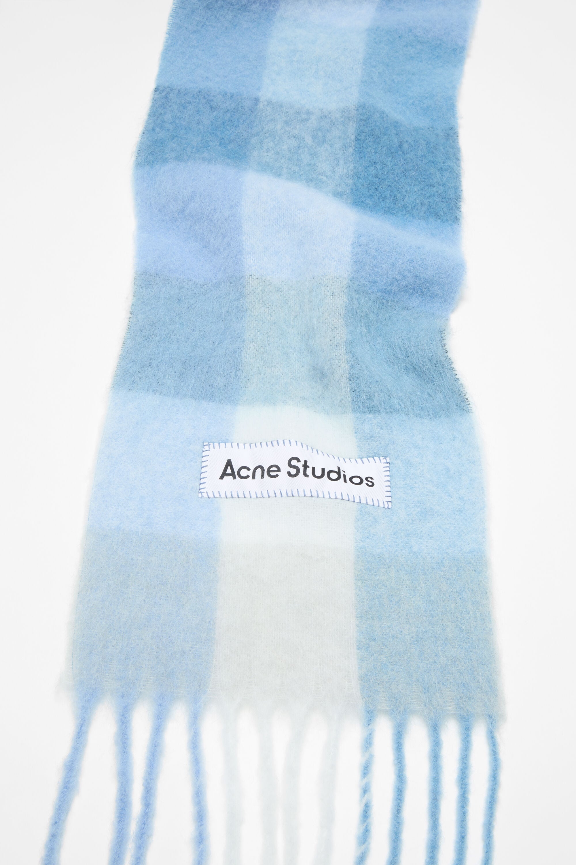Acne Studios - モヘアチェックスカーフ - ライトブルー/ホワイト