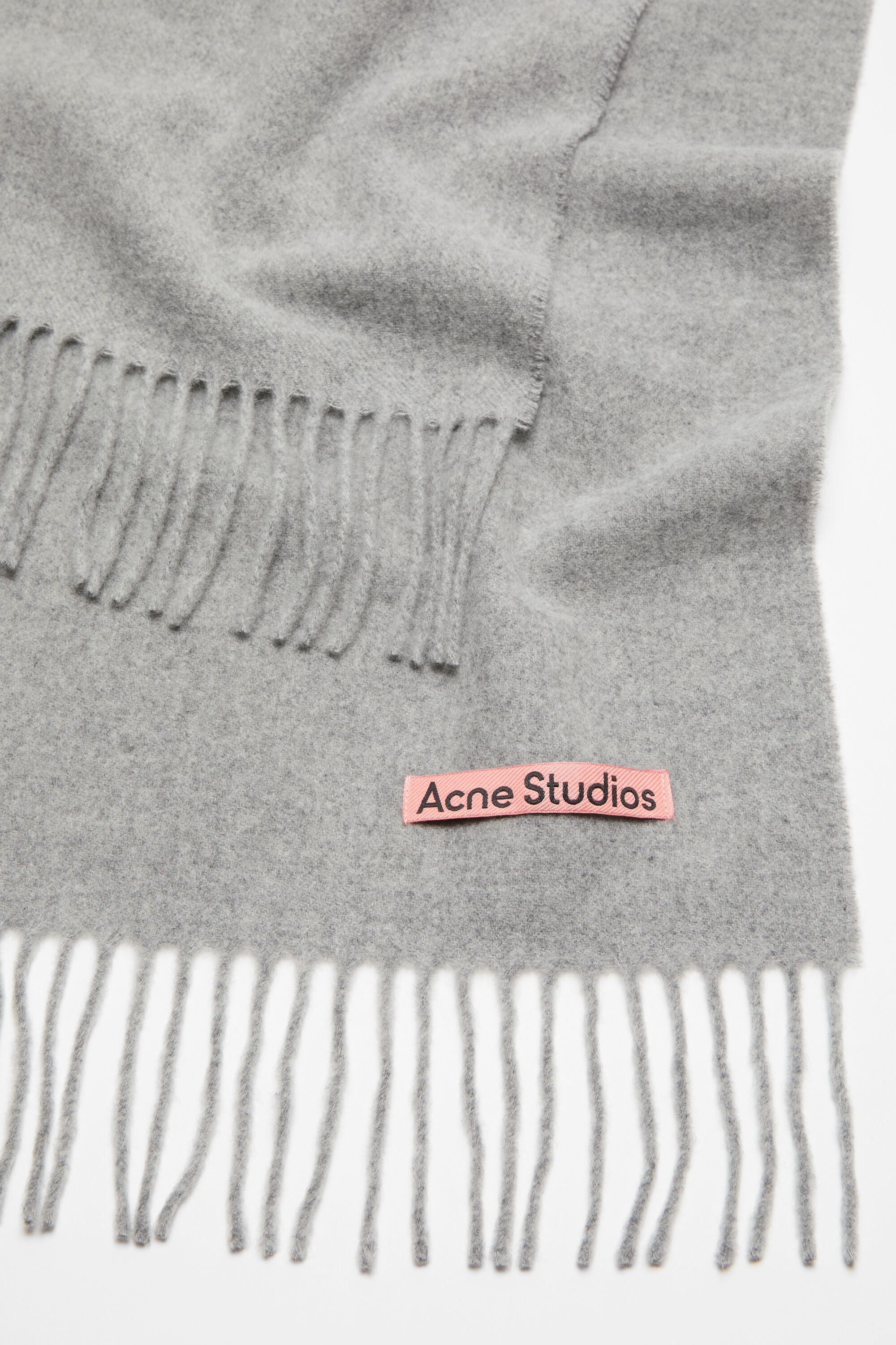 Acne Studios - フリンジウールスカーフ - ナロー - ライトグレーメランジ