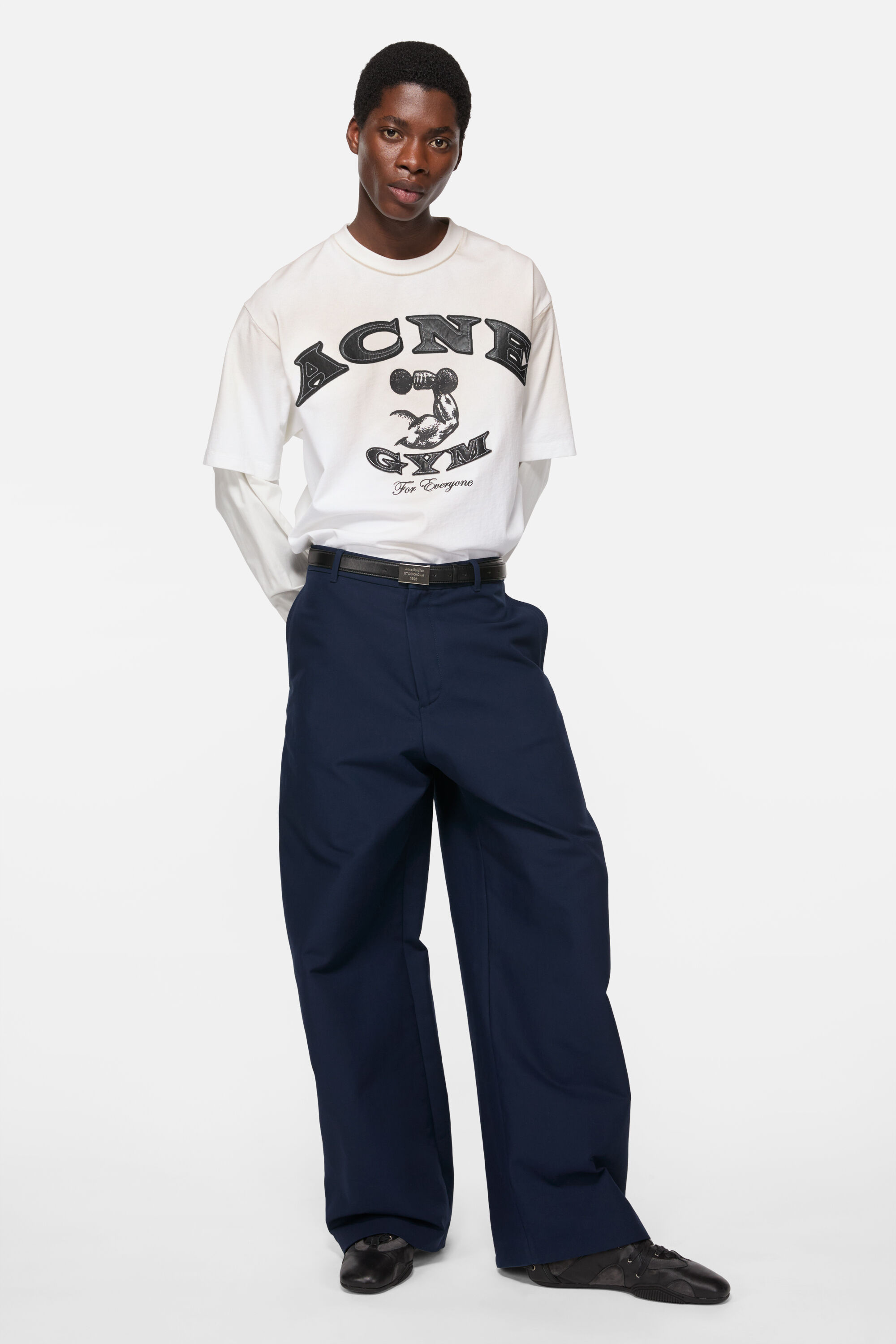 Acne Studios - レイヤードロゴTシャツ - ダスティホワイト