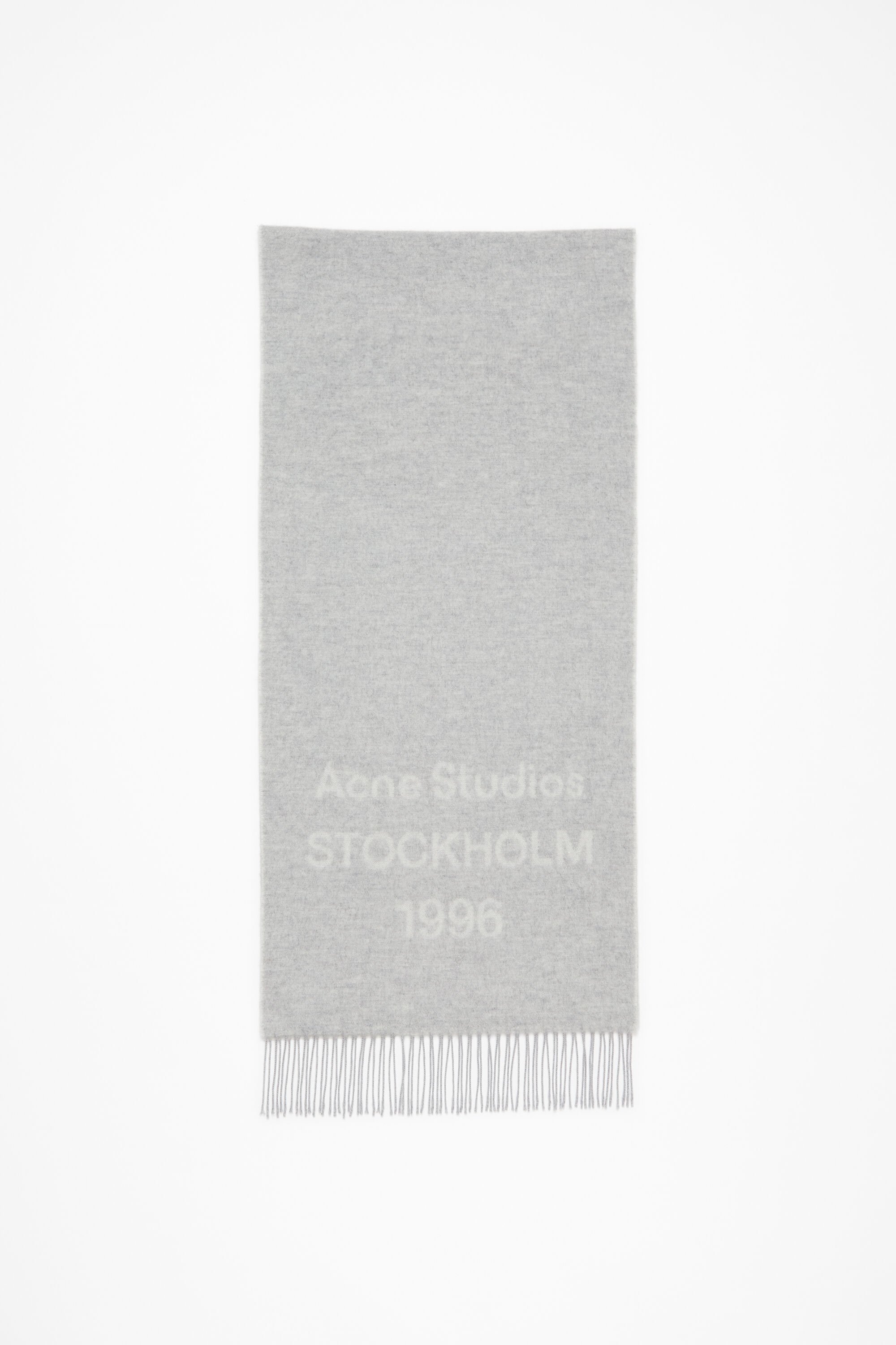 Acne Studios - ロゴウールスカーフ - ライトグレーメランジ/ホワイト