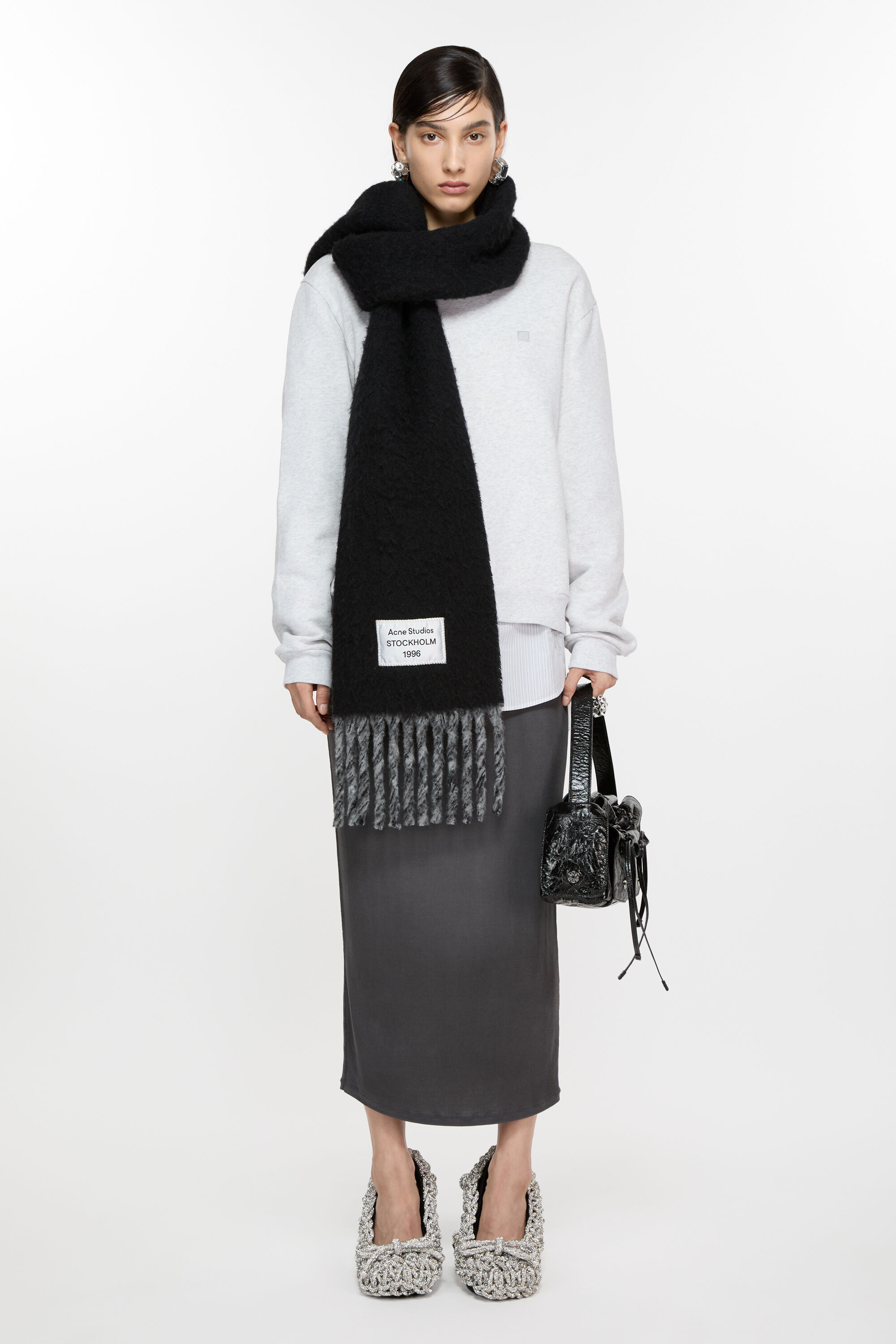 Acne Studios - Bicolour Alpaca Scarf - Black/grey