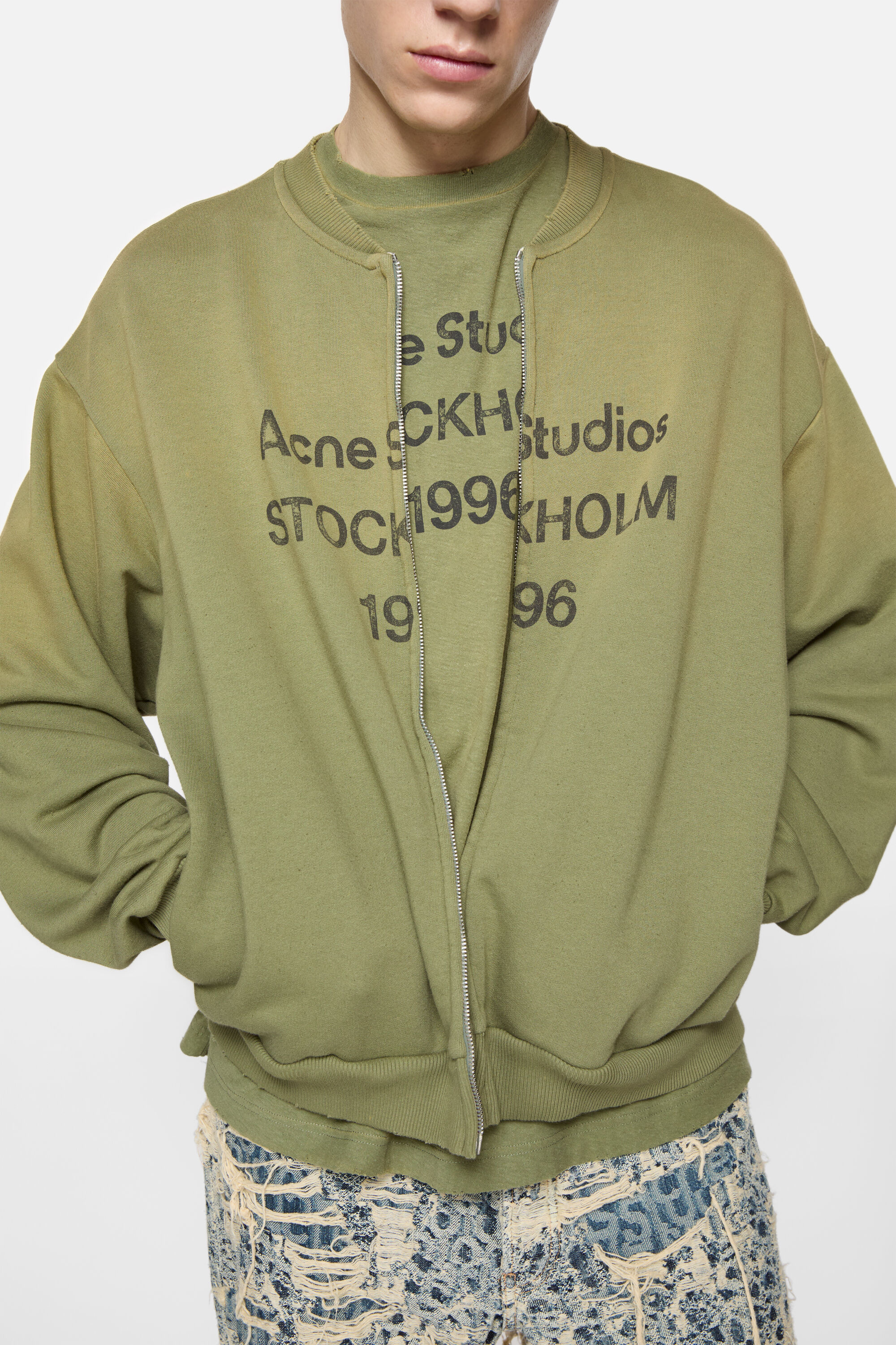 Acne Studios - Washed zip-up cardigan - Olive green