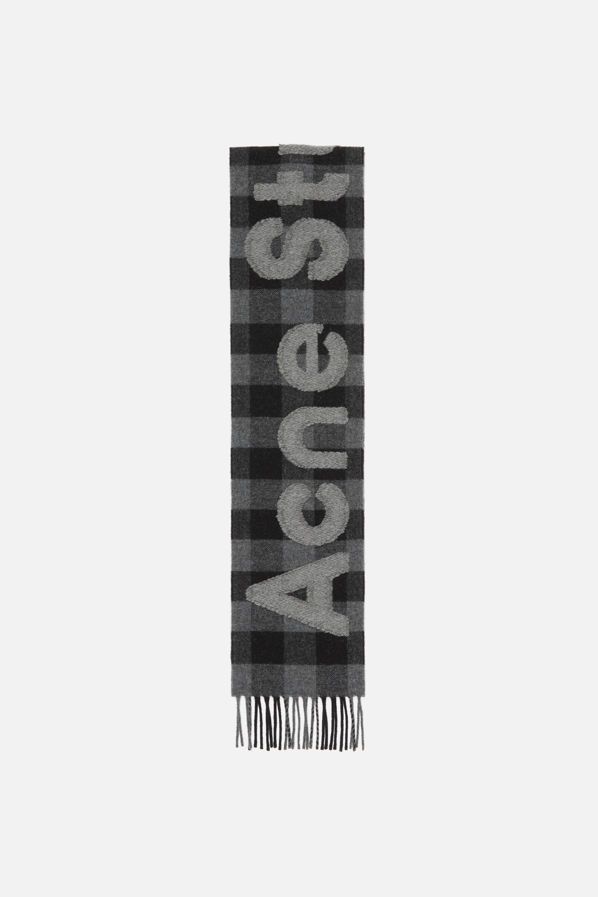 Acne Studios - チェックロゴスカーフ ‐ ナロー - ブラック/グレー
