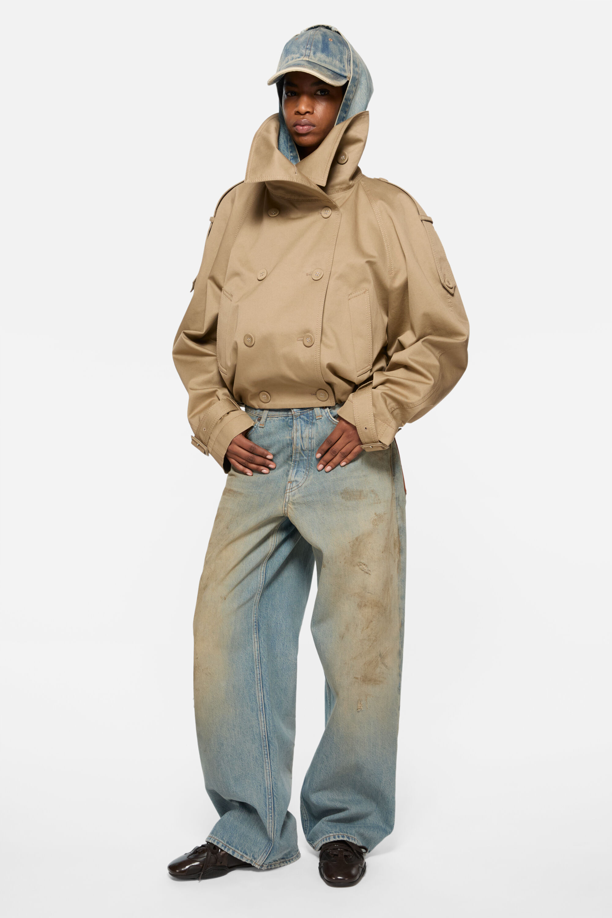 Acne Studios - クロップドトレンチコート - マッドベージュ