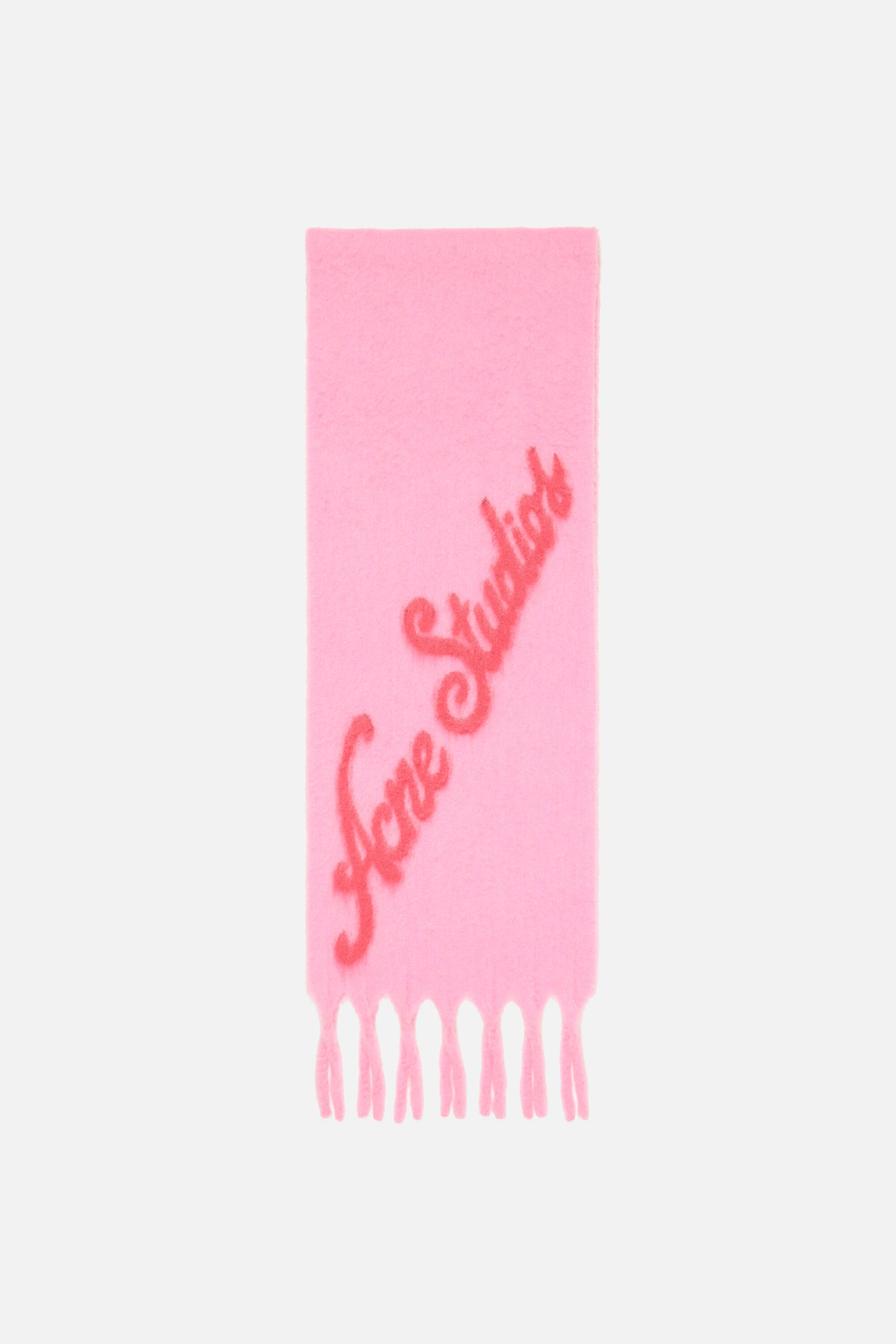 Acne Studios - フレイドロゴウールスカーフ - ピンク/フューシャ