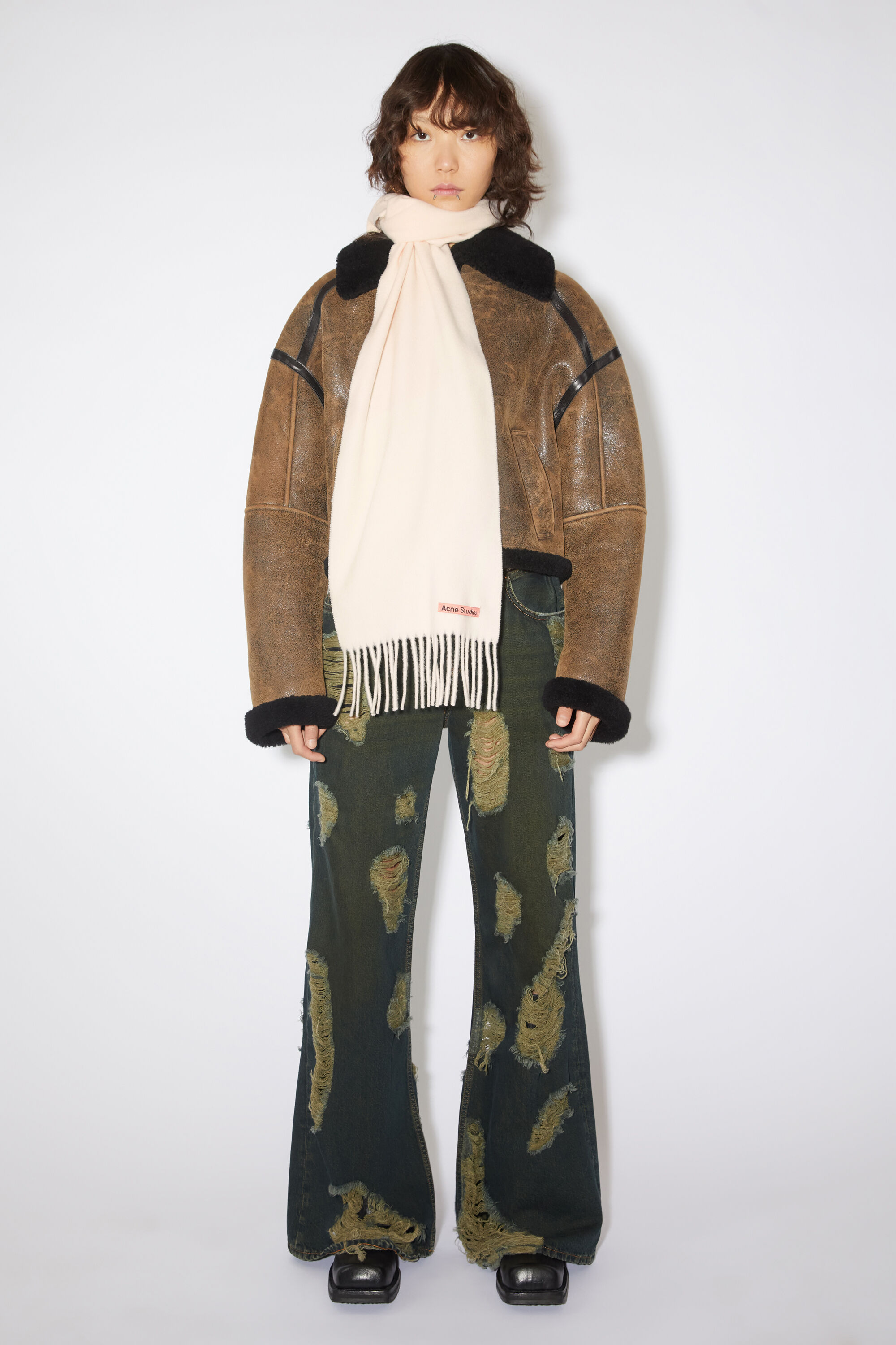 Acne Studios - フリンジウールスカーフ - スキニー - ウォームホワイト