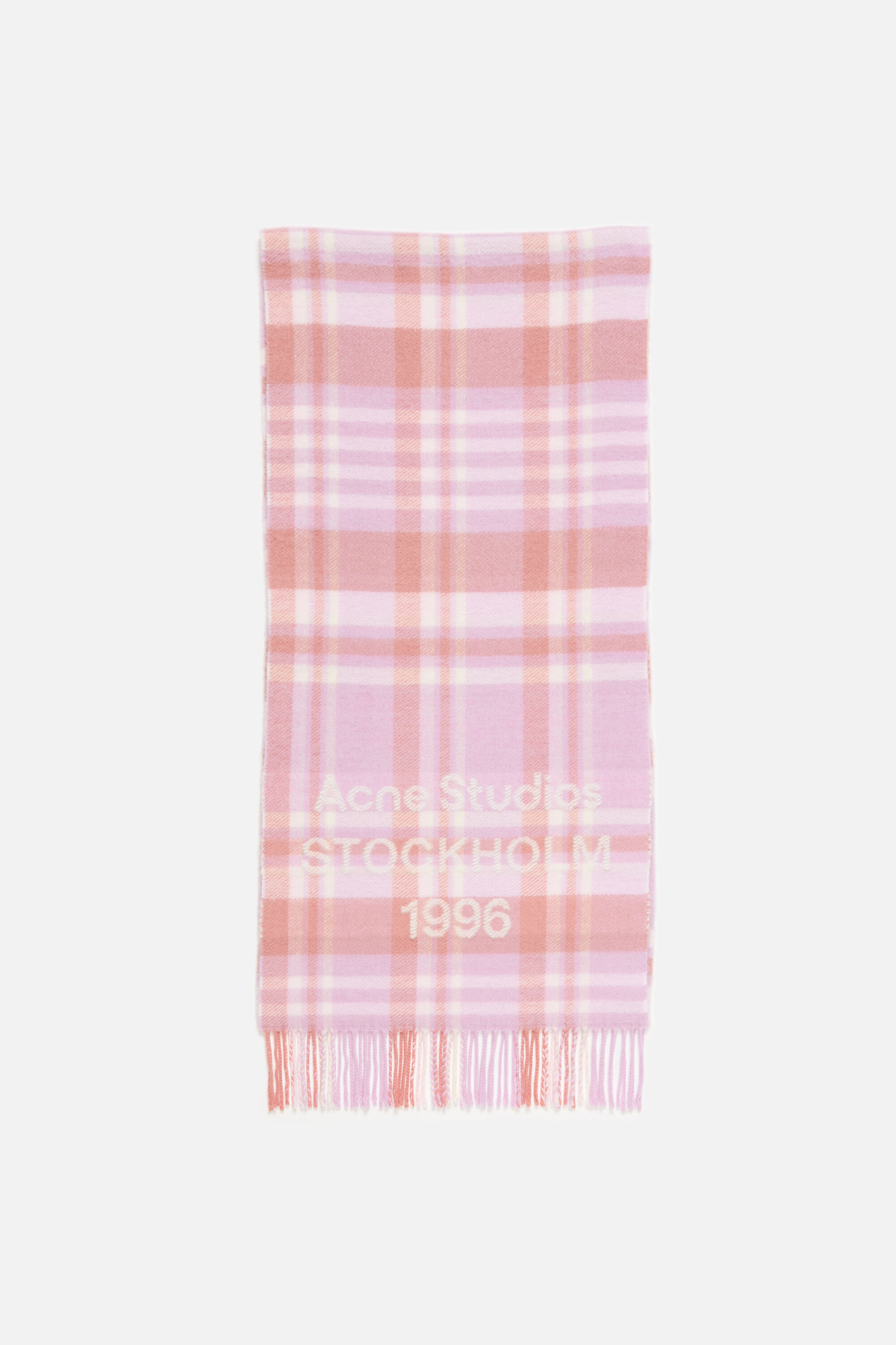 Acne Studios - チェックロゴスカーフ - ワイド - ピンク/フューシャ