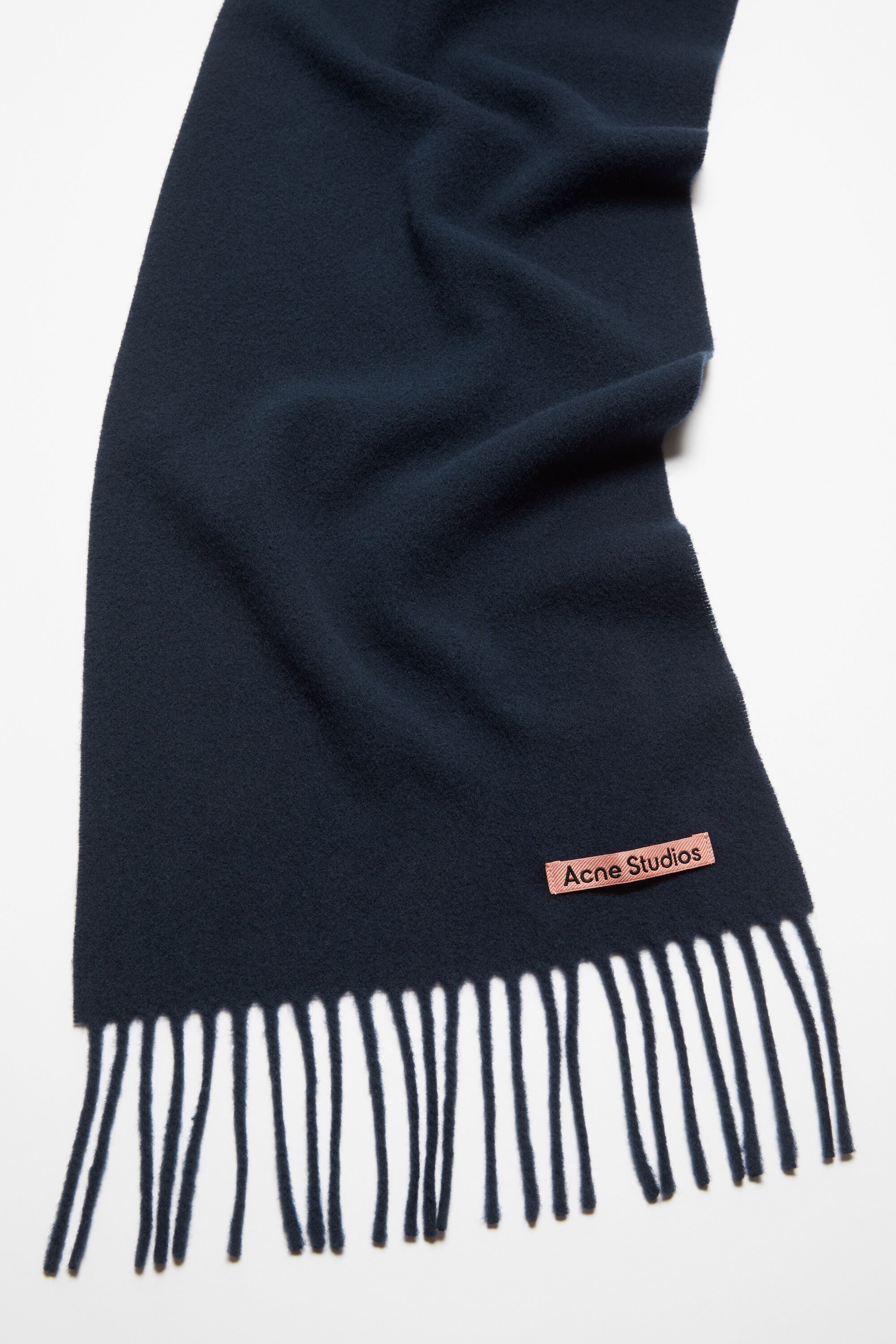 Acne Studios - フリンジウールスカーフ - スキニー - ネイビーブルー