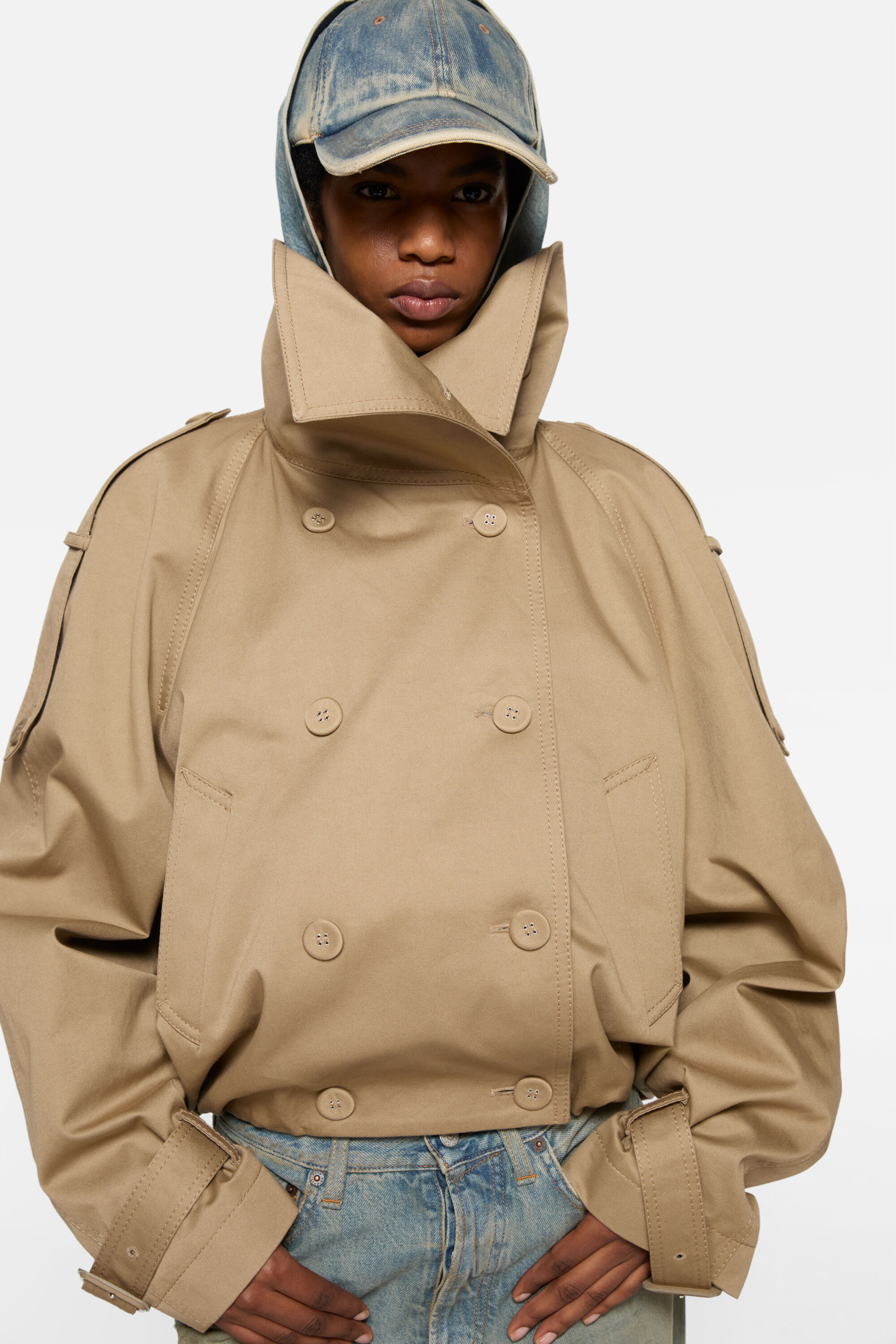 Acne Studios - クロップドトレンチコート - マッドベージュ