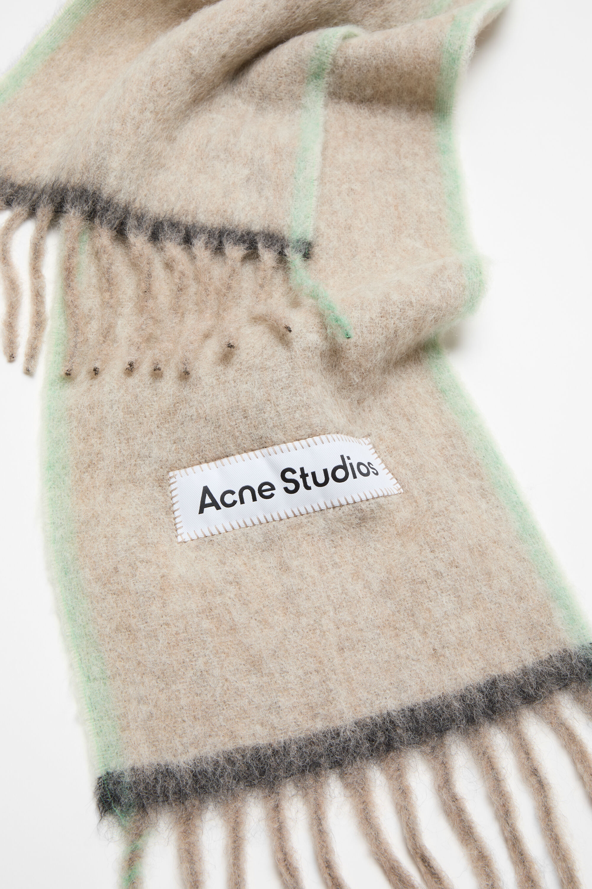 Acne Studios - ウールモヘアスカーフ - ナロー - ベージュ/グレー